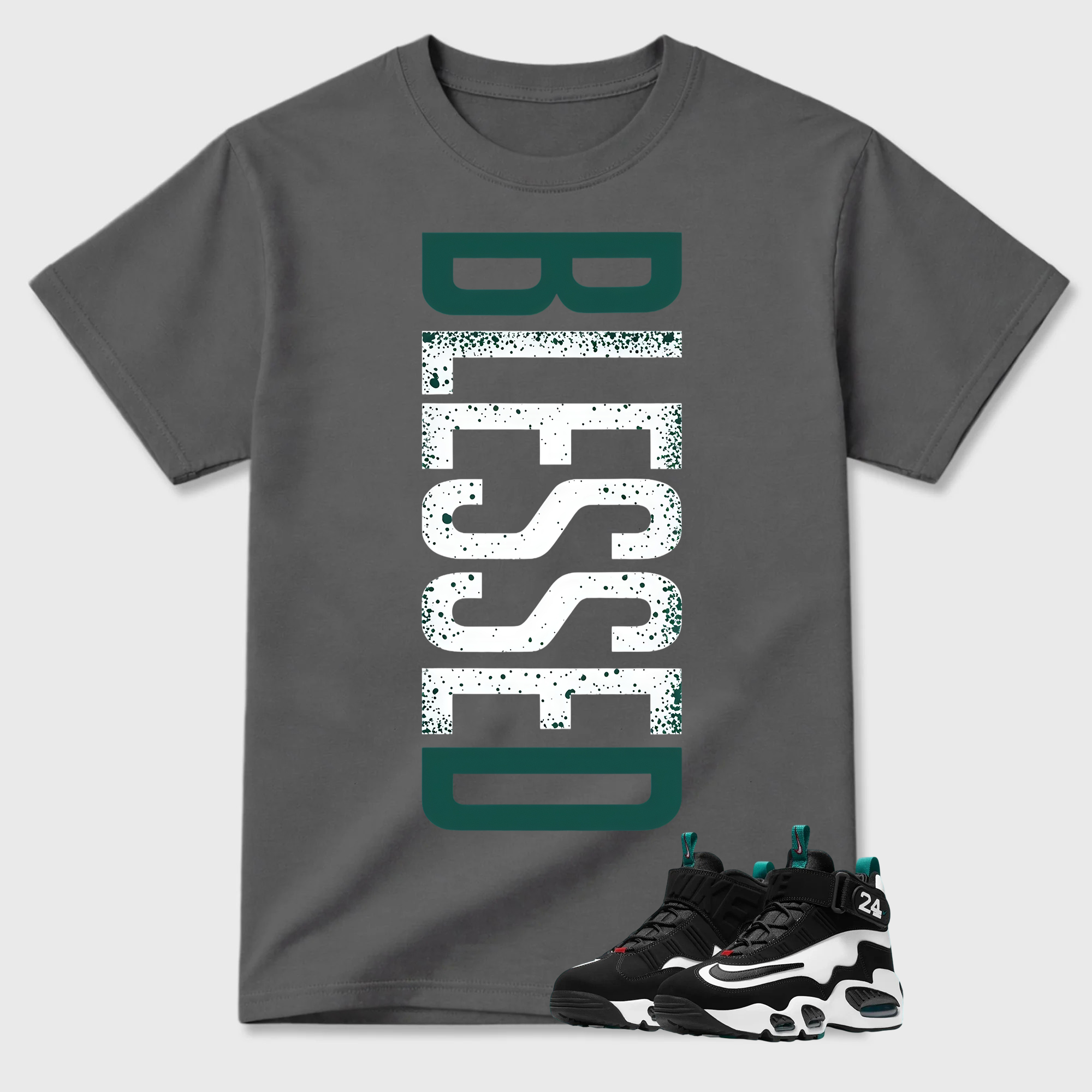 BLESSED!  Shirt To Match Griffey Max 1 White and Fresh Water