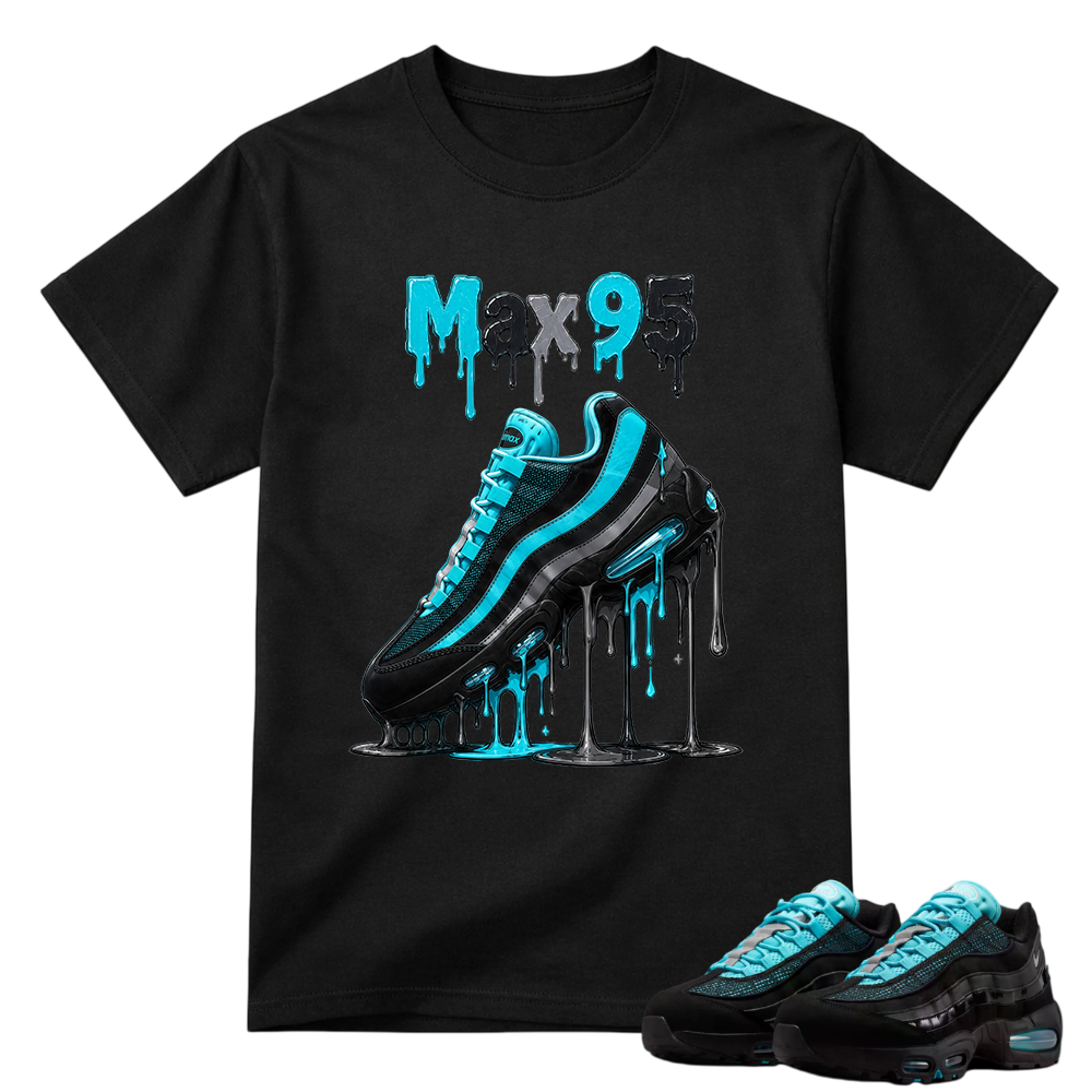 Max 95 Drip Graphic Tee – Aqua Black Sneaker Match Shirt