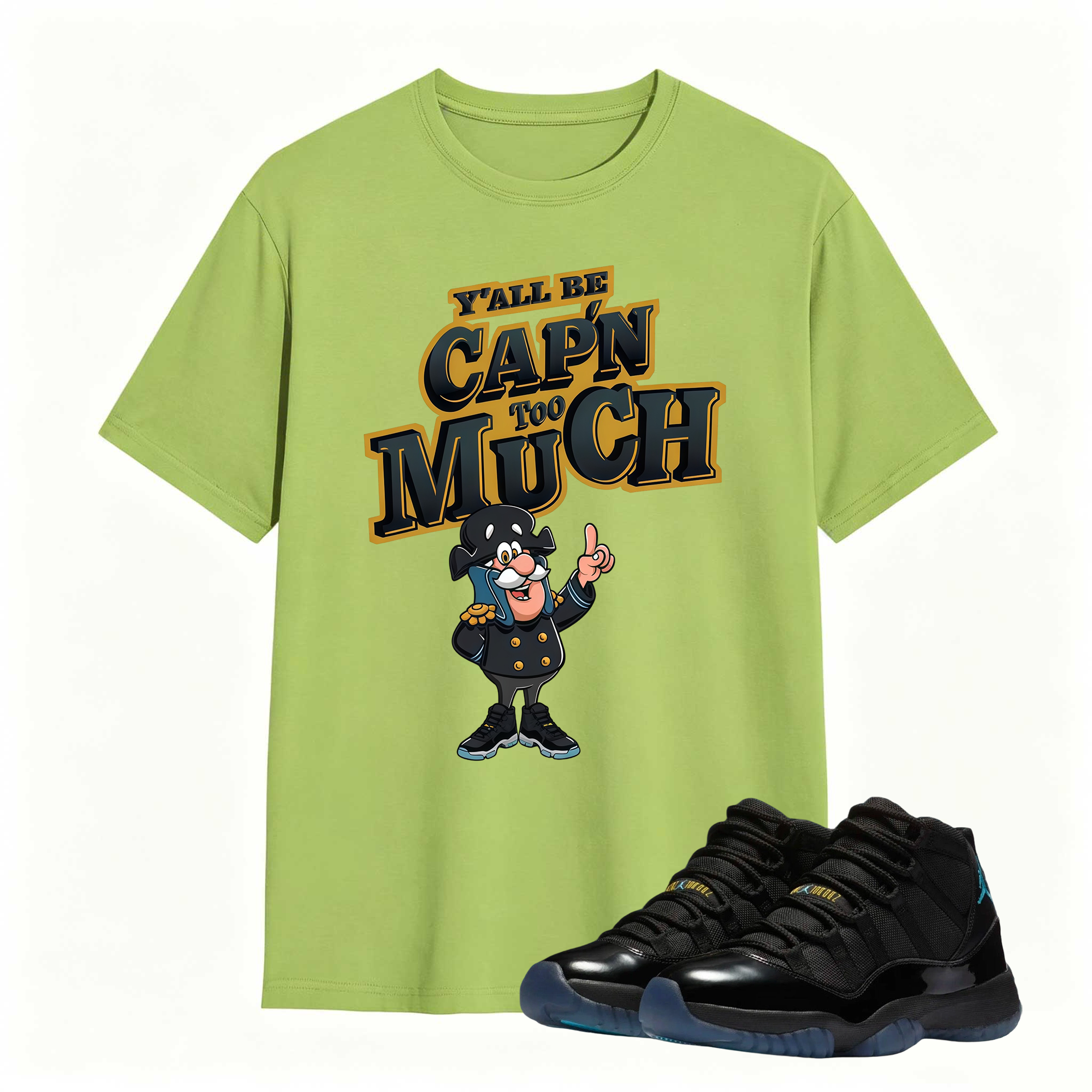 CAP'N MUCH T-Shirt To Match Jordan 11 Gamma