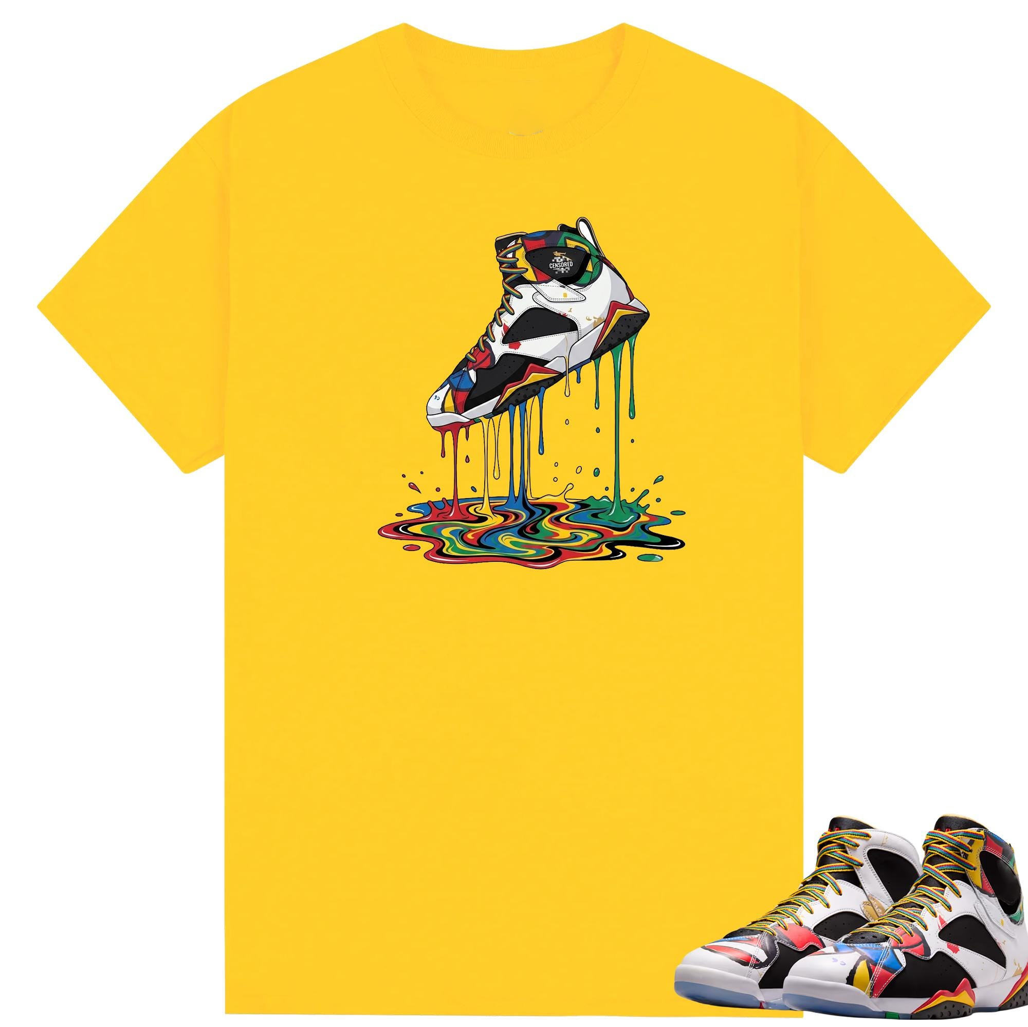 Rainbow Swirl Fluid Footwear Cartoon Print Casual T-Shirt