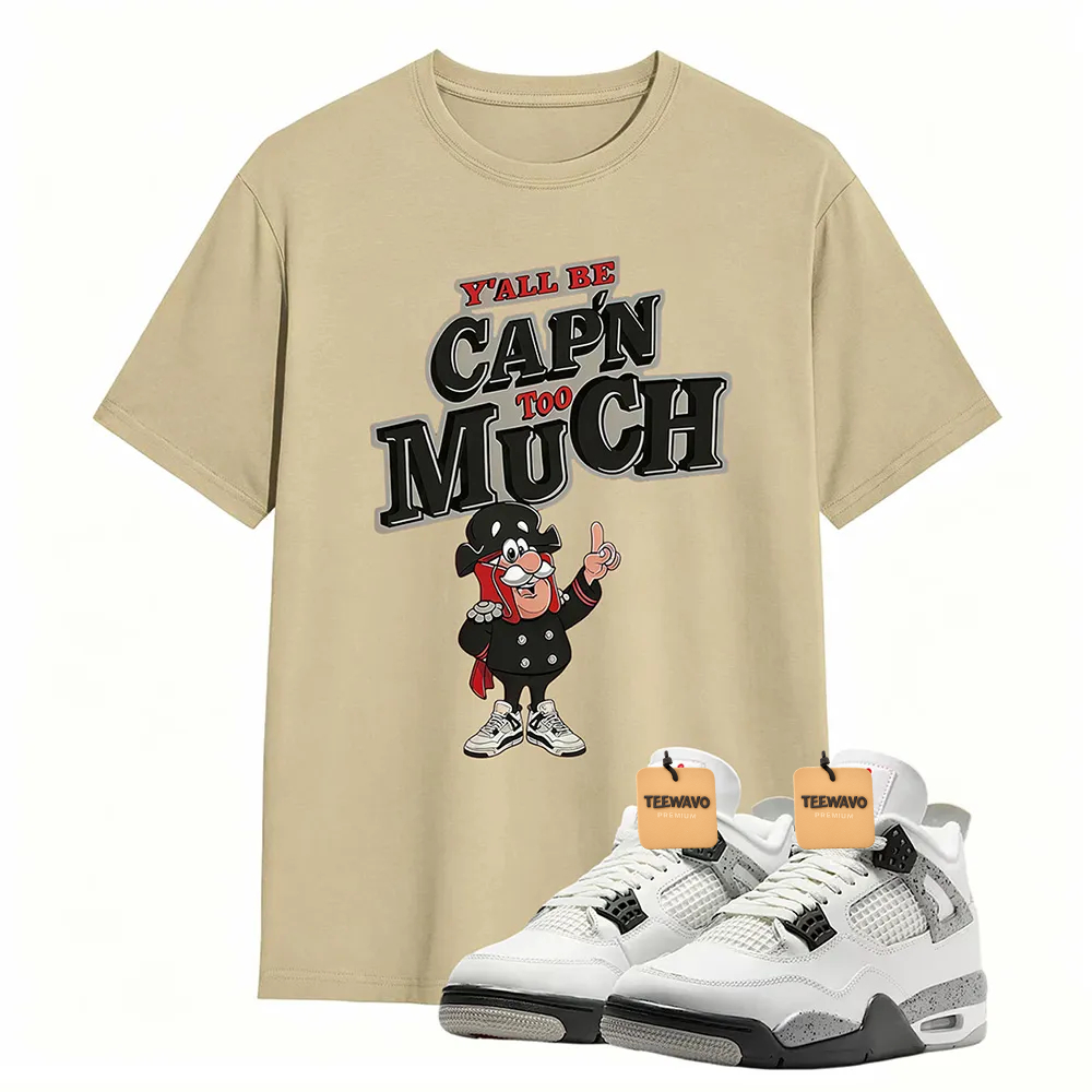 AJD 4 Retro White Cement Cap'n Too Much Sneaker T Shirt