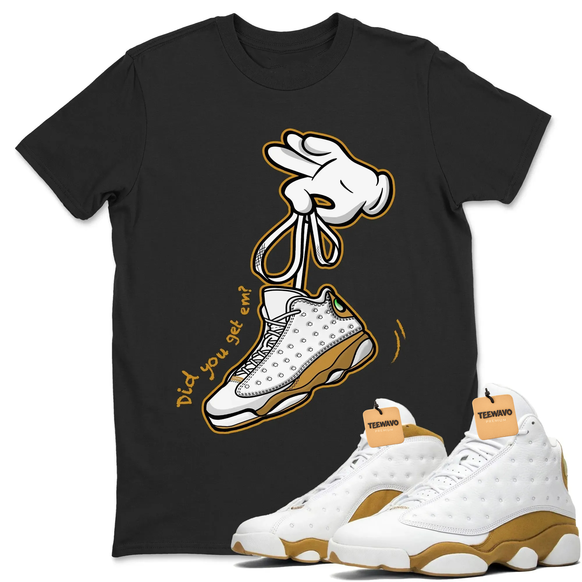 Cartoon Hands Unisex Tops - Air Joardan 13 Wheat