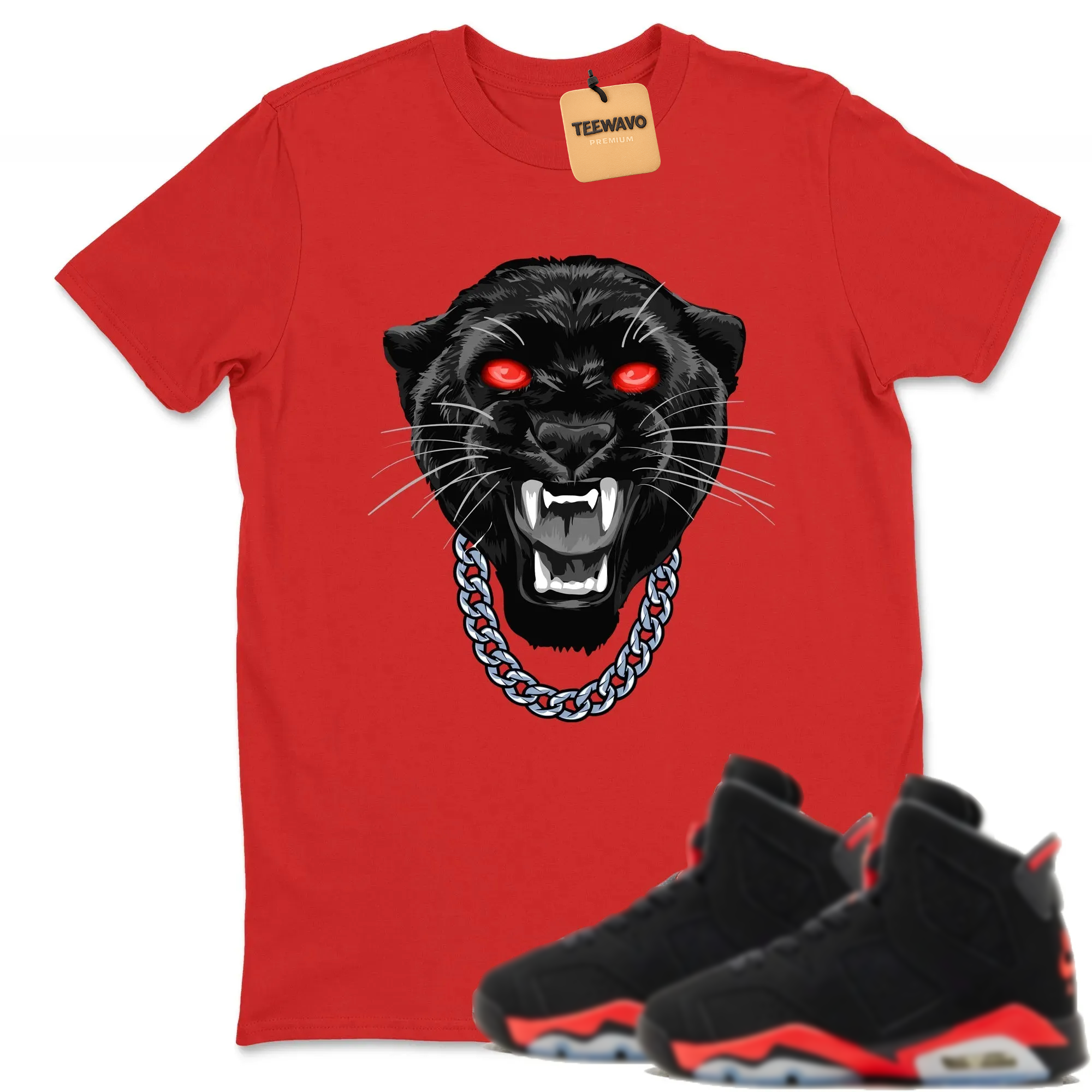 Gangster Black Cat TEEWAVO Sneaker Tees - AJD 6 Reverse Infrared