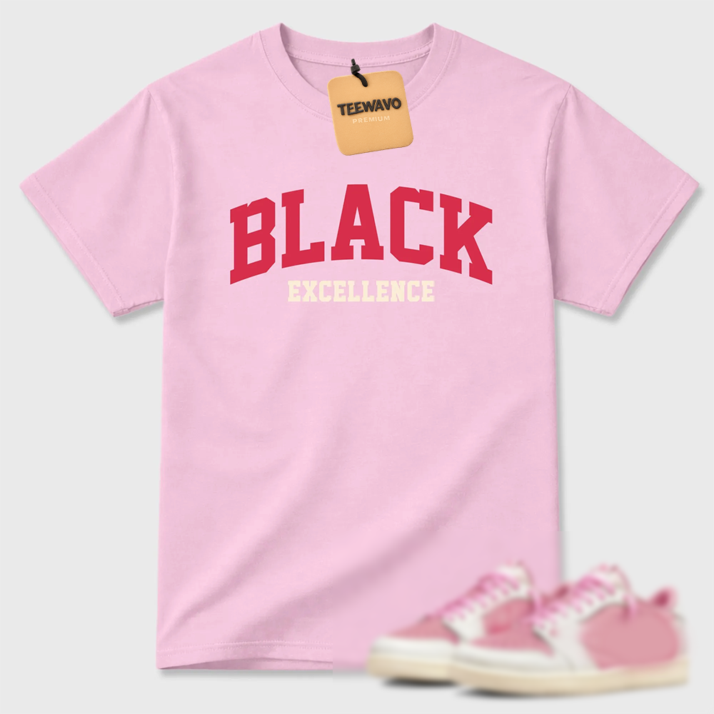 Varsity Black Excellence  Sneaker Tees - AJ 1 Travis Scott Tropical Pink
