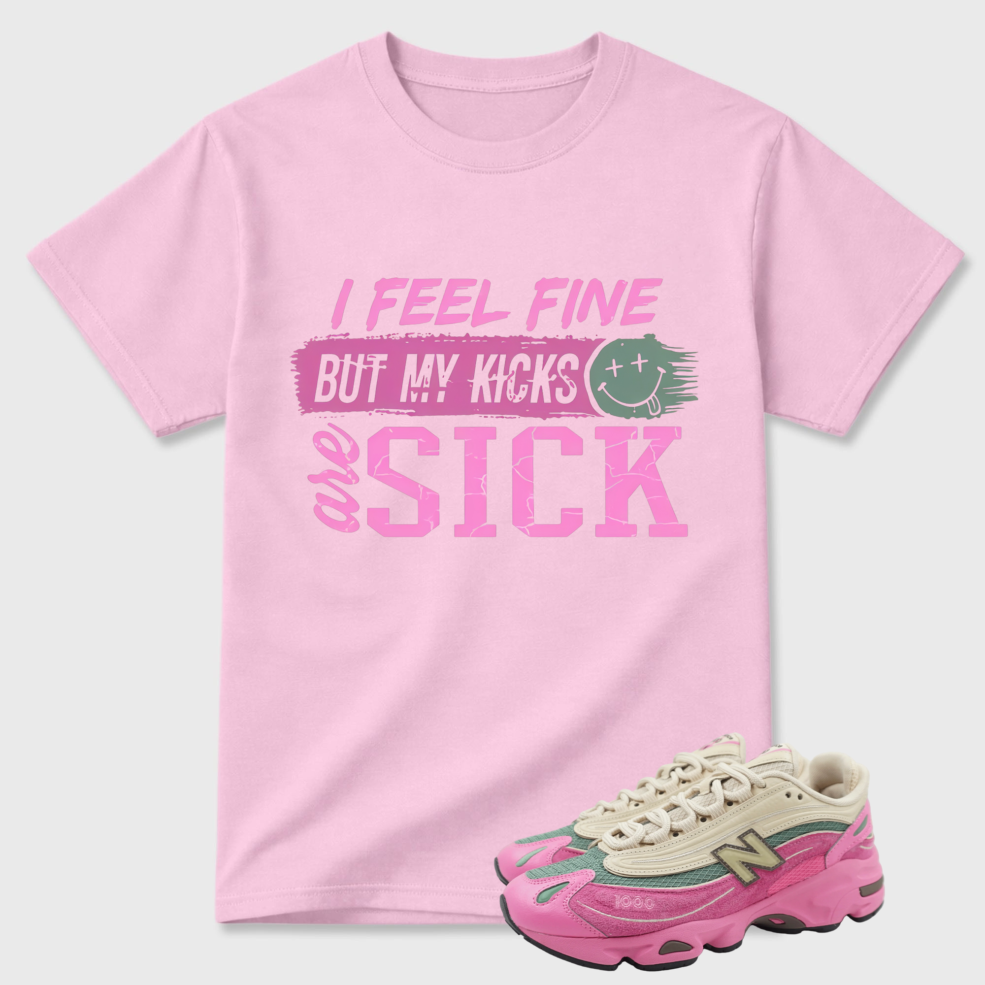 New Balance 1000 Tan Pink Match: Sick Kicks Shirt