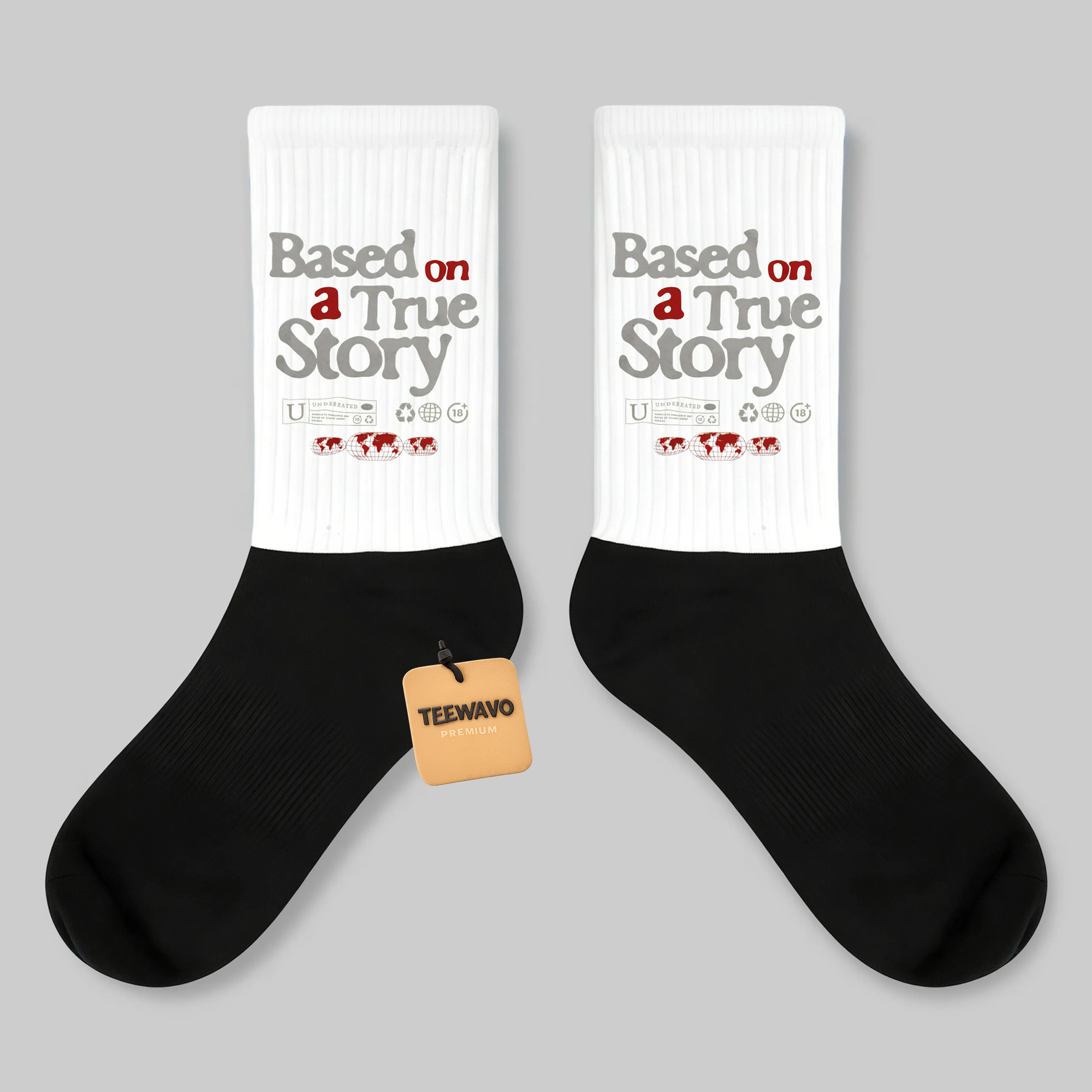 Crew Socks Based On A True Story Text Print