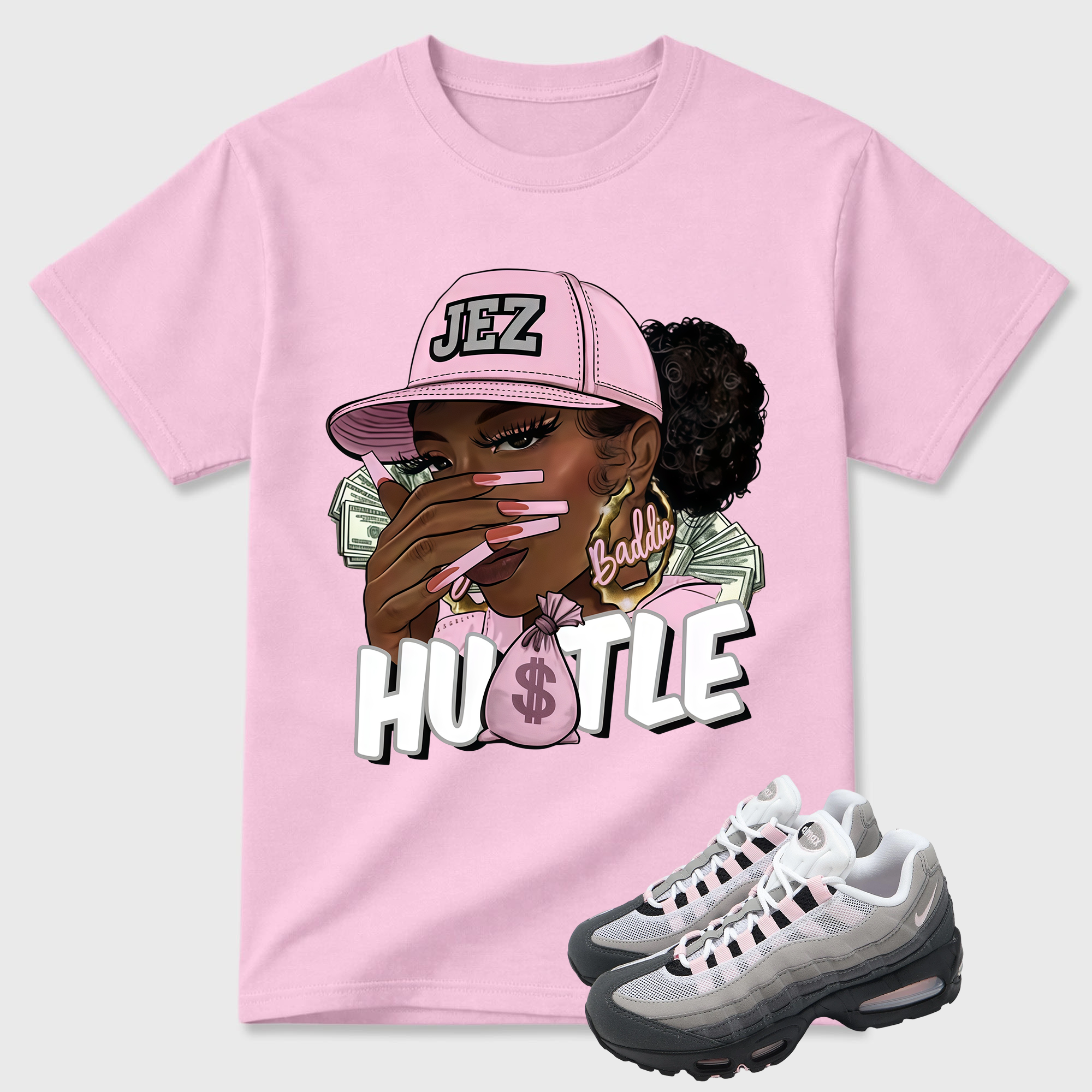 Classic 95 Pink Foam Shirt, AM95 Match Tee, BADDIE HUSTLE Tshirt