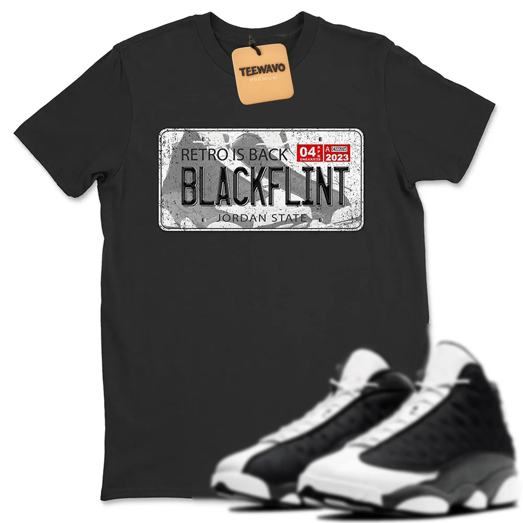 Jordan Plate Unisex Tops - AJ 13 Black Flint