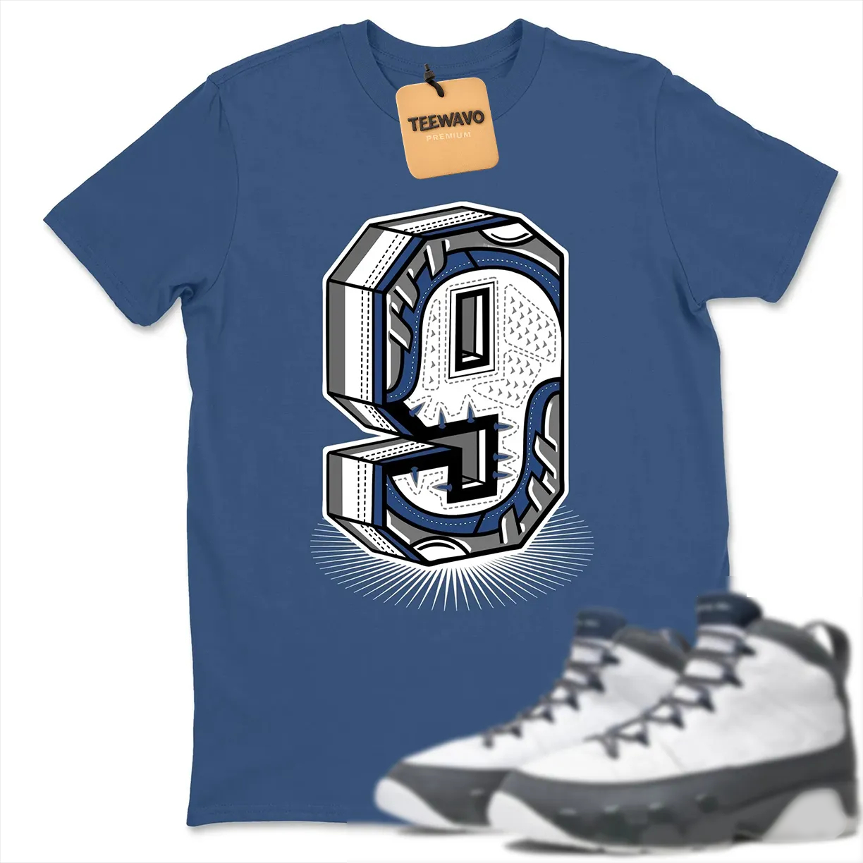 Number Statue  Sneaker Tees - AJD 9 Flint Grey