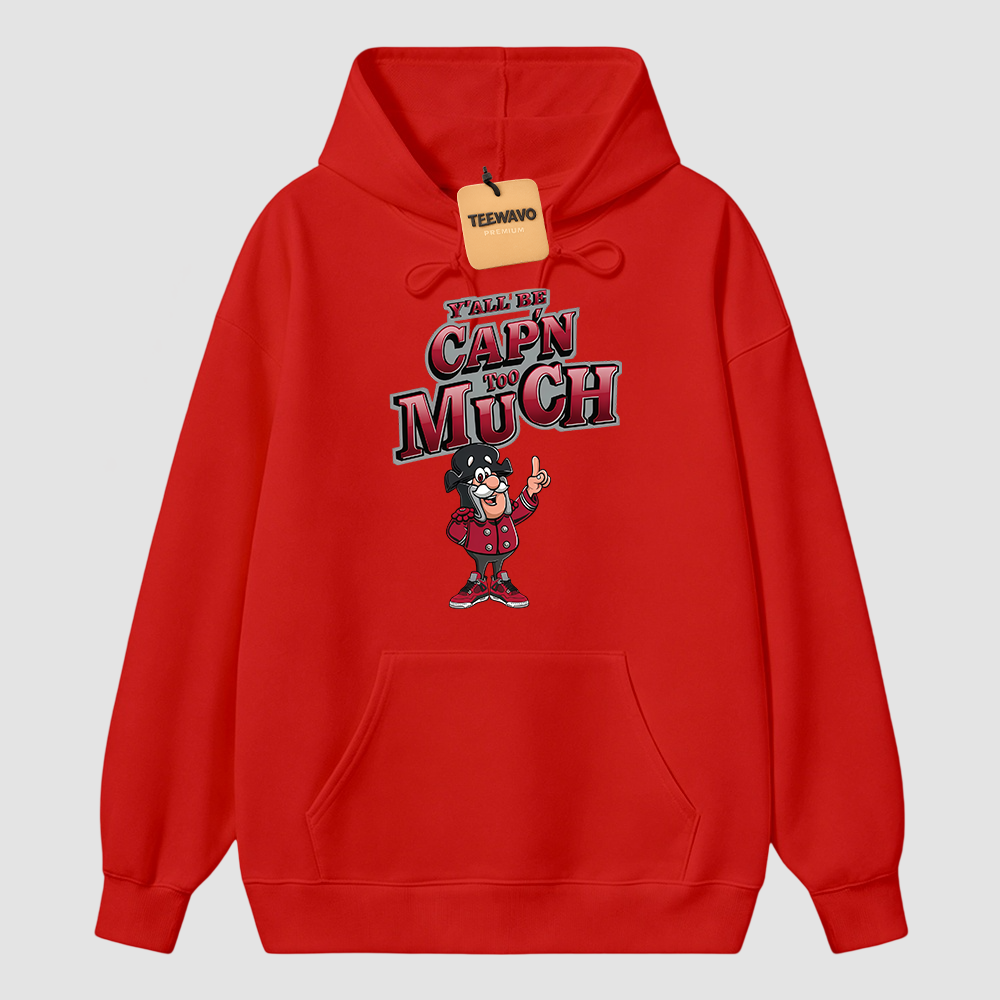 CAP'N MUCH! Hoodie To Match AJ 4 Toro Bravo Fire Red Black