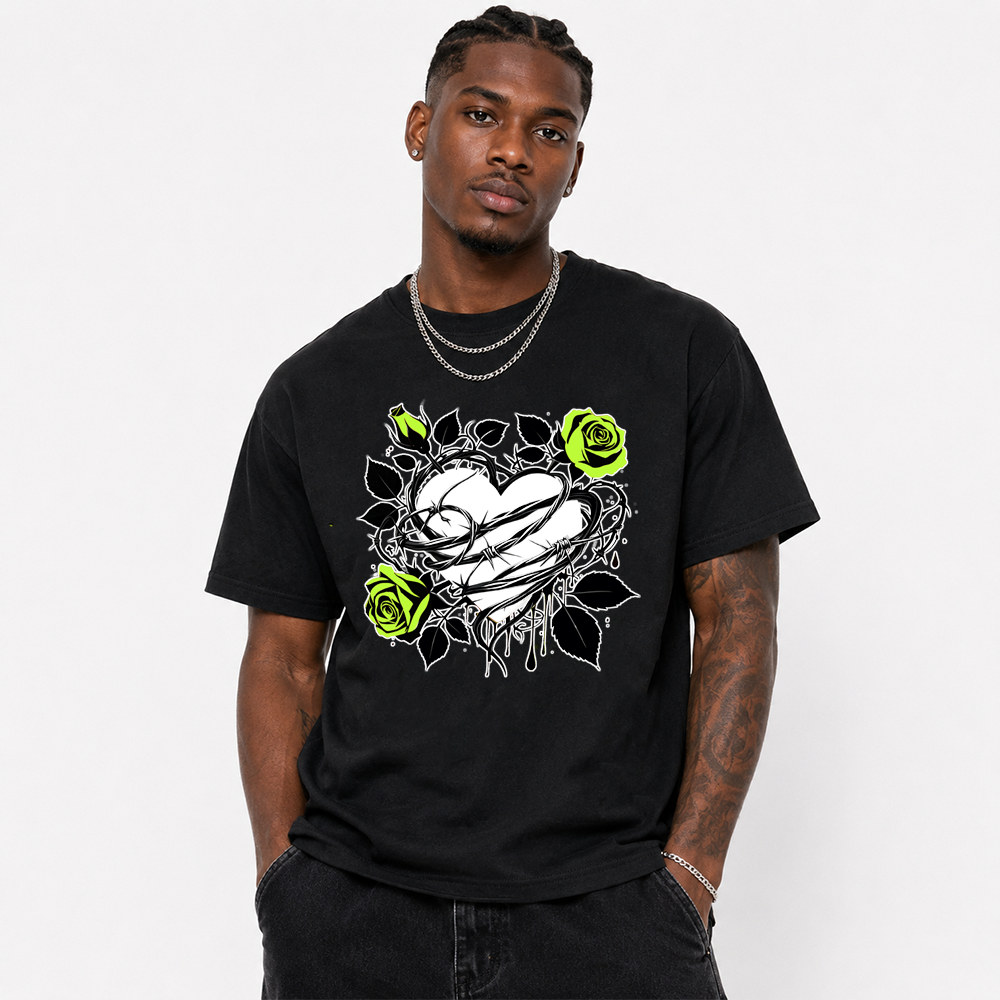 Neon Roses And Barbed Wire Heart Air Max 95 Matching Tee