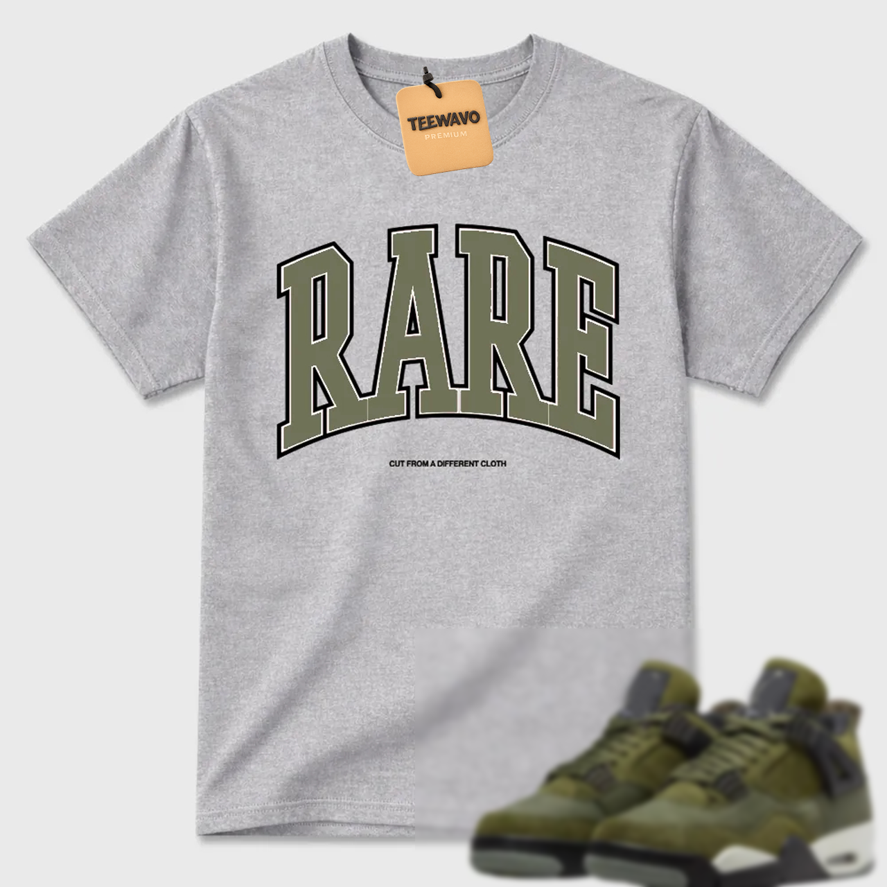 RARE Olive AJ4 Matching Tee