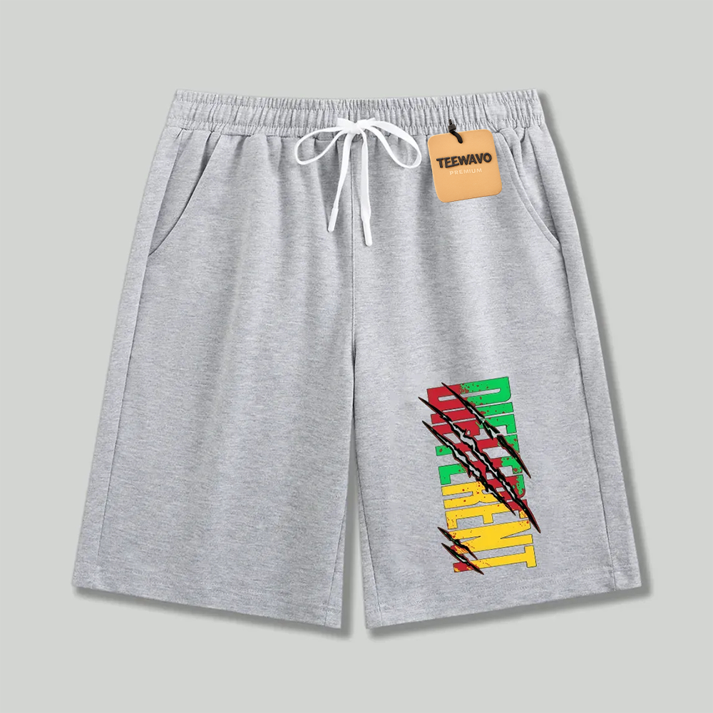 Unisex athletic shorts Different Rasta Color Text