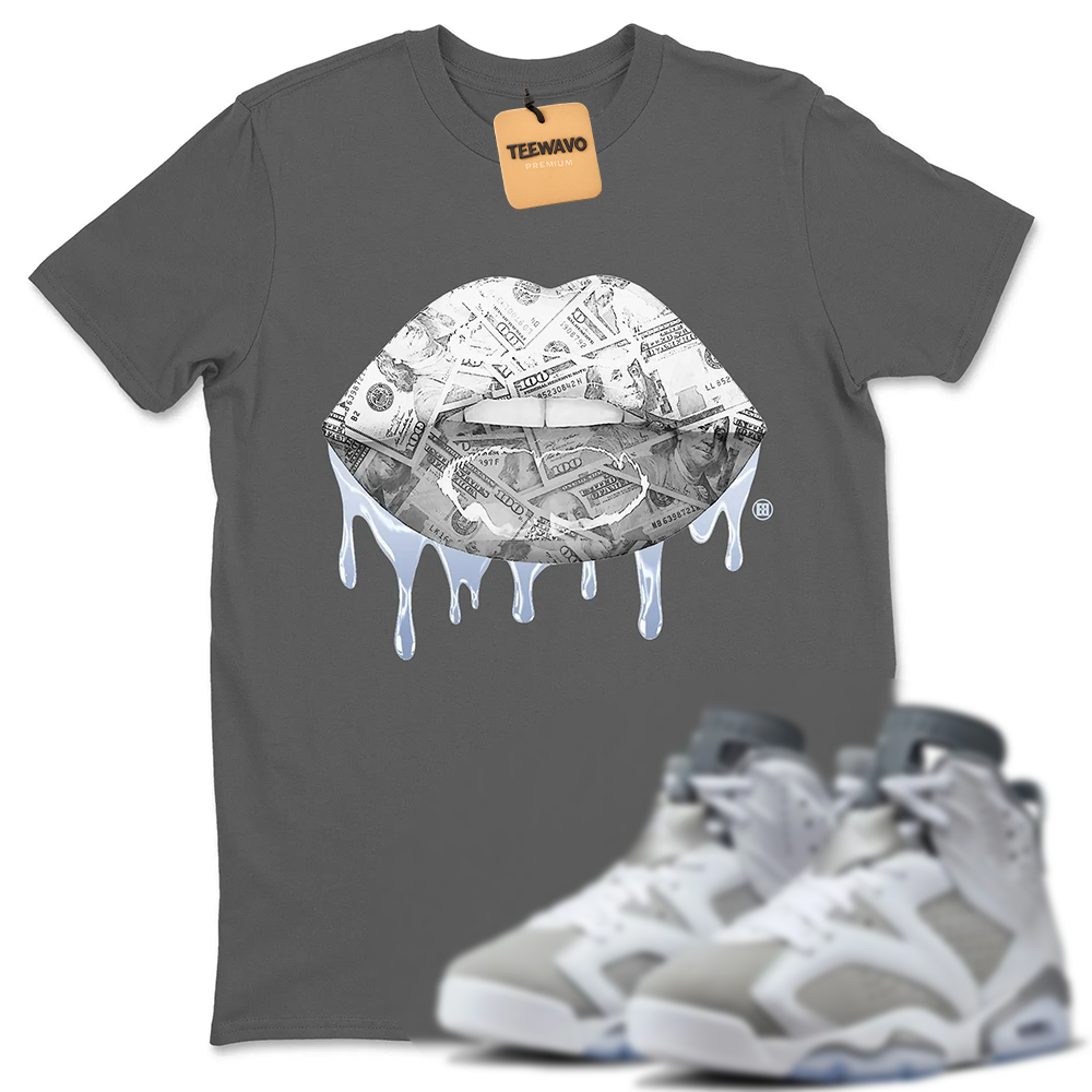 Money Lips Unisex Tops - AJ 6 Cool Grey