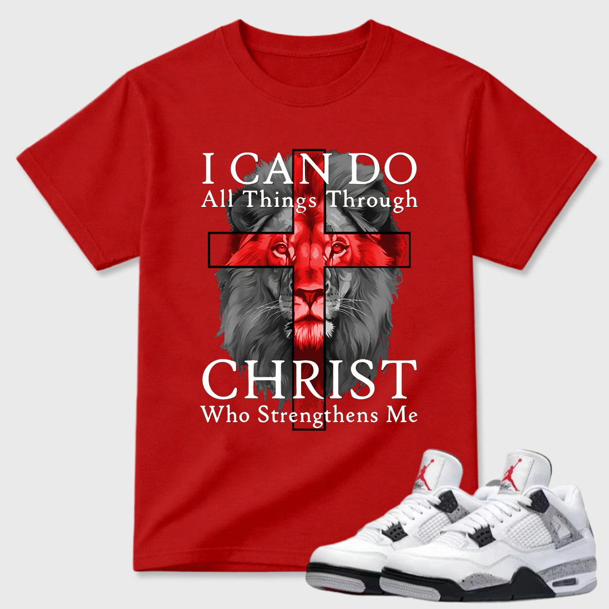 I Can Do All Things Through Christ Lion Air Jordan 4 Graphic Tee
