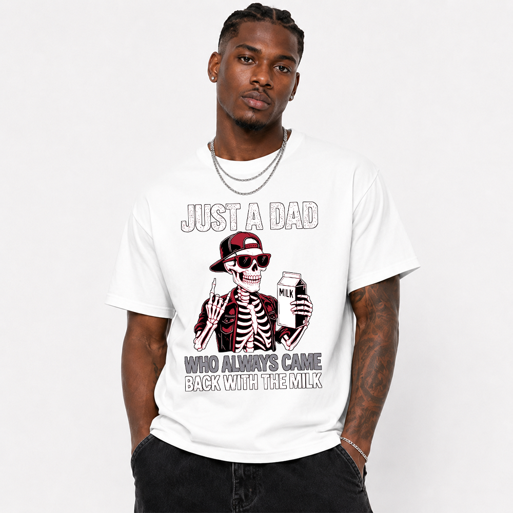 Just A Dad Skeleton Milk Air Jordan 4 Funny Tee