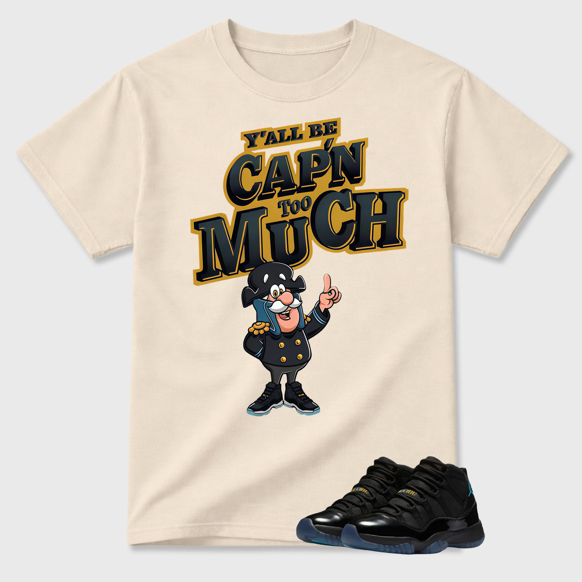 CAP'N MUCH T-Shirt To Match Jordan 11 Gamma