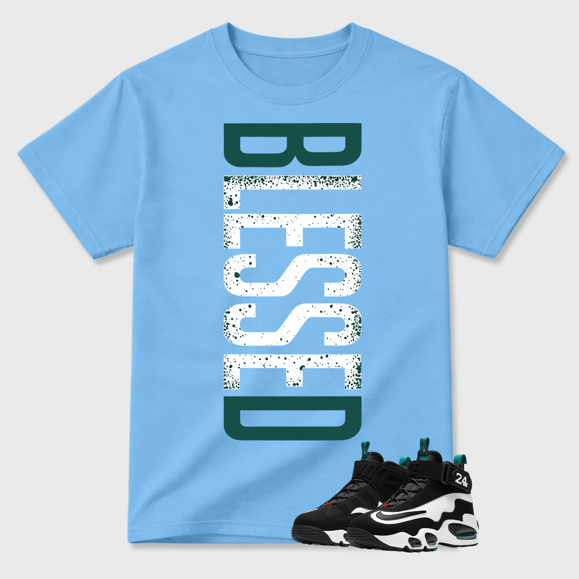 BLESSED!  Shirt To Match Griffey Max 1 White and Fresh Water