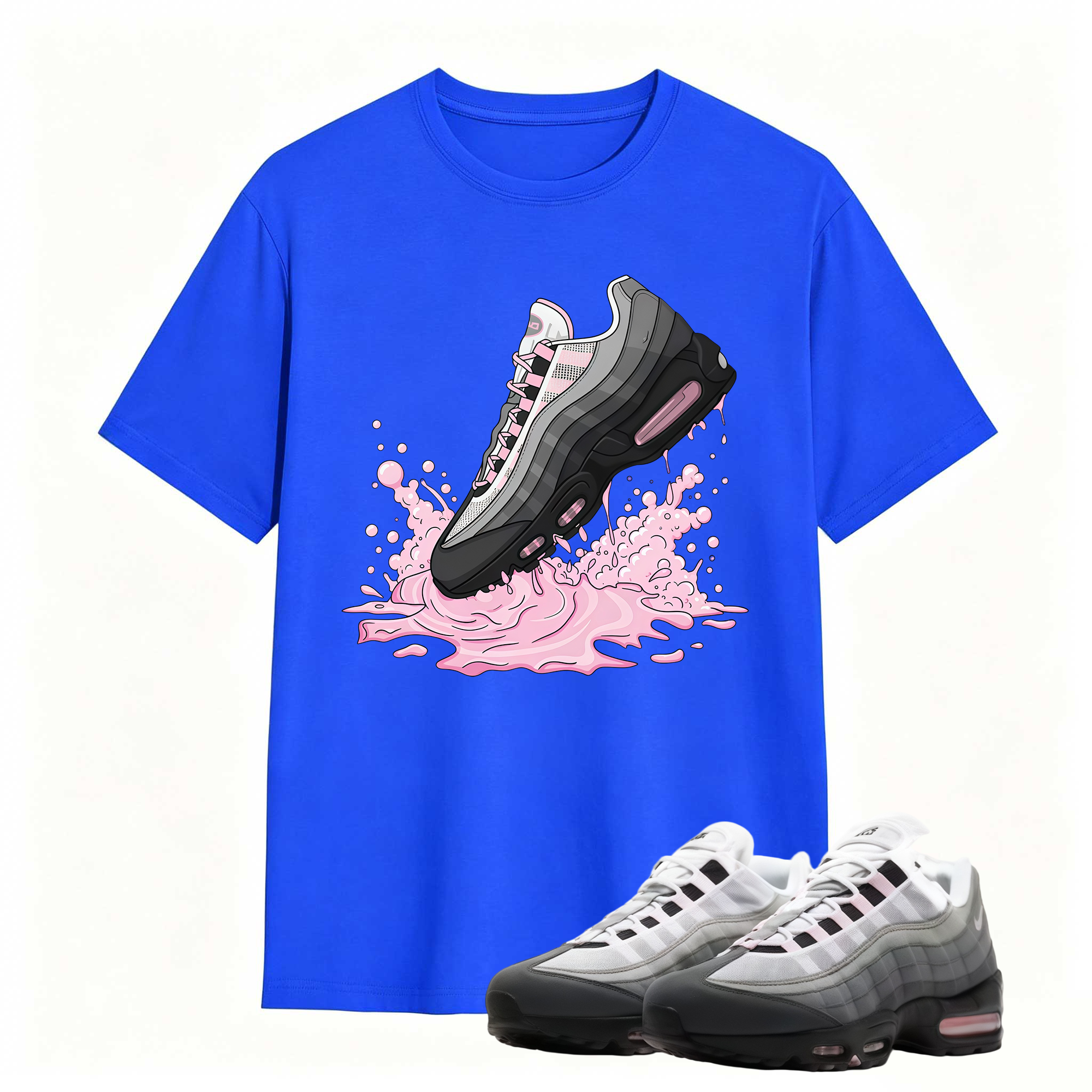 Air Max 95 Pink Foam Black White OG Big Bubble T Shirt Match Dripping Shoe