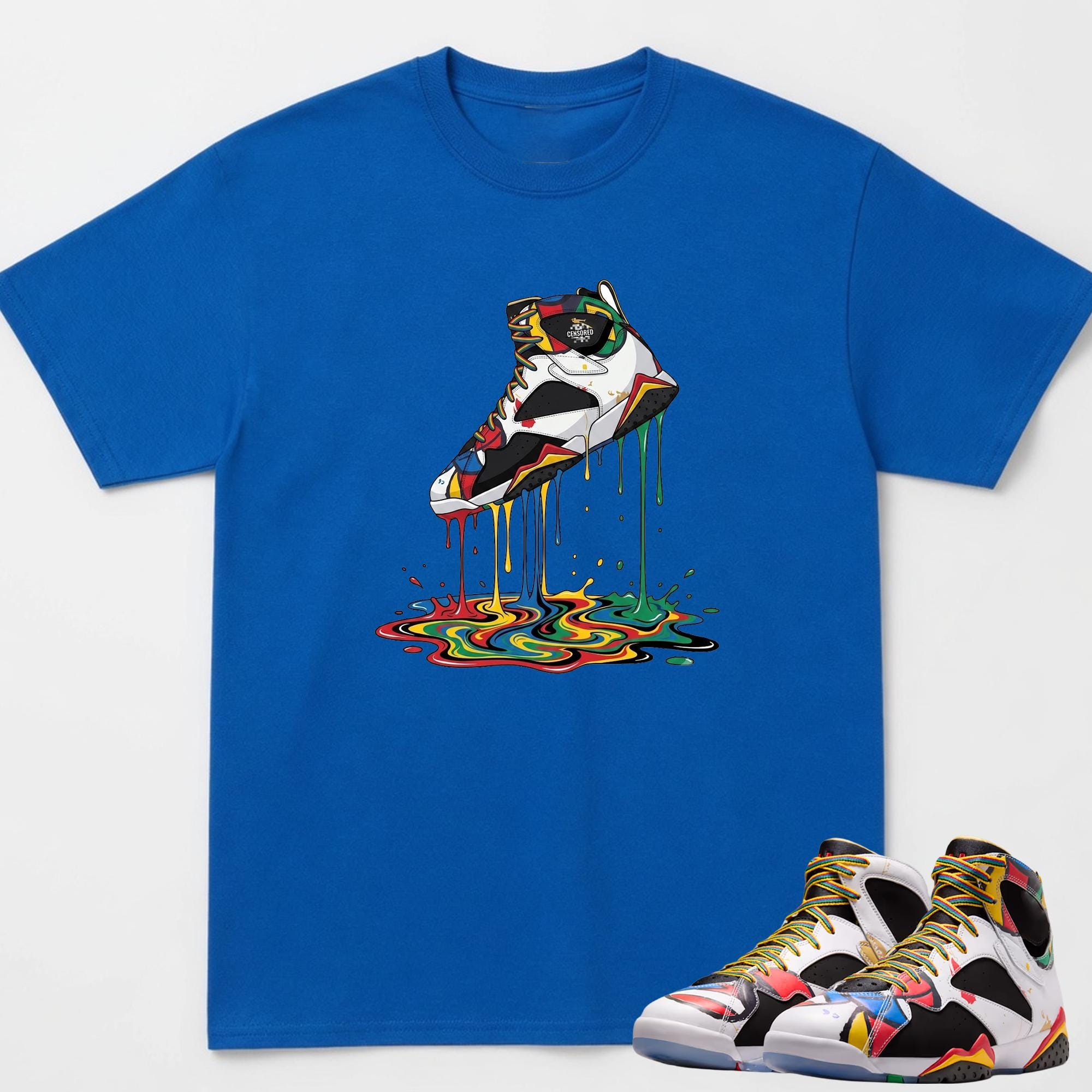 Rainbow Swirl Fluid Footwear Cartoon Print Casual T-Shirt