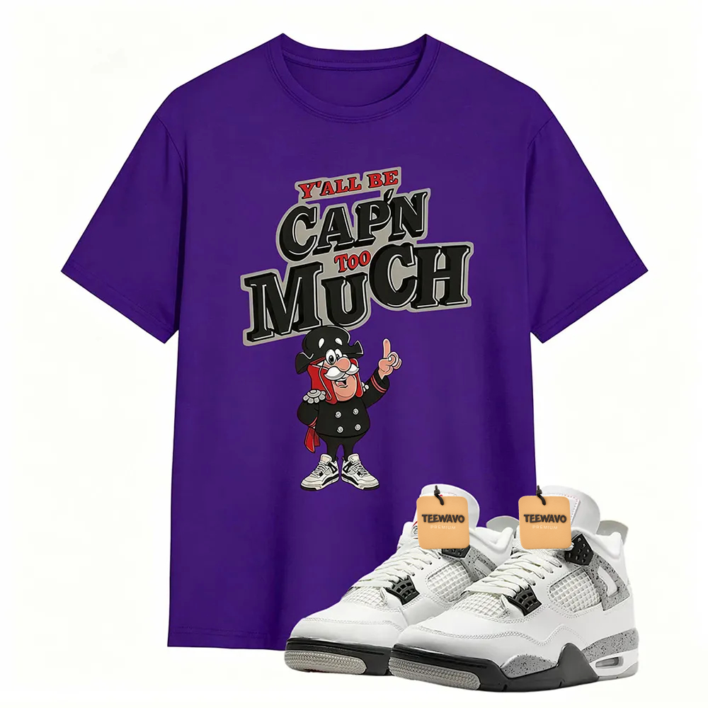 AJD 4 Retro White Cement Cap'n Too Much Sneaker T Shirt