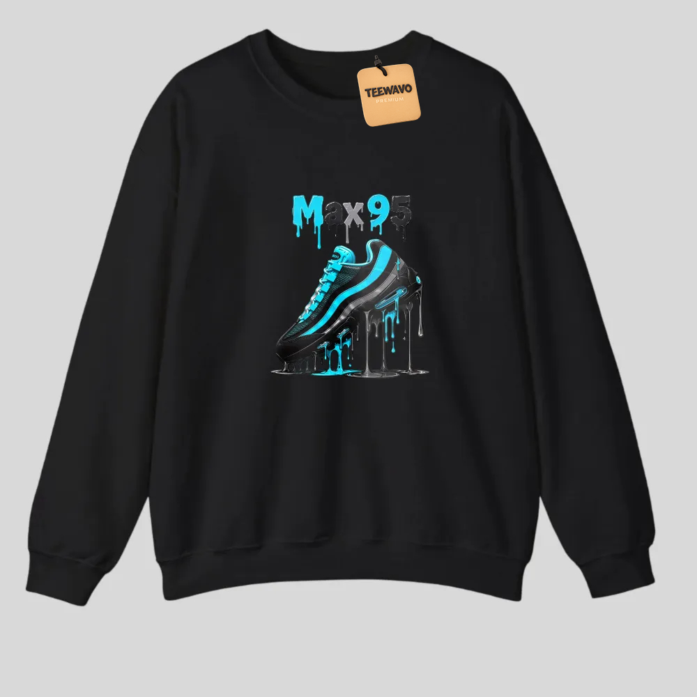 Black With Blue Sneaker Graphic Print tshirt 100% cotton