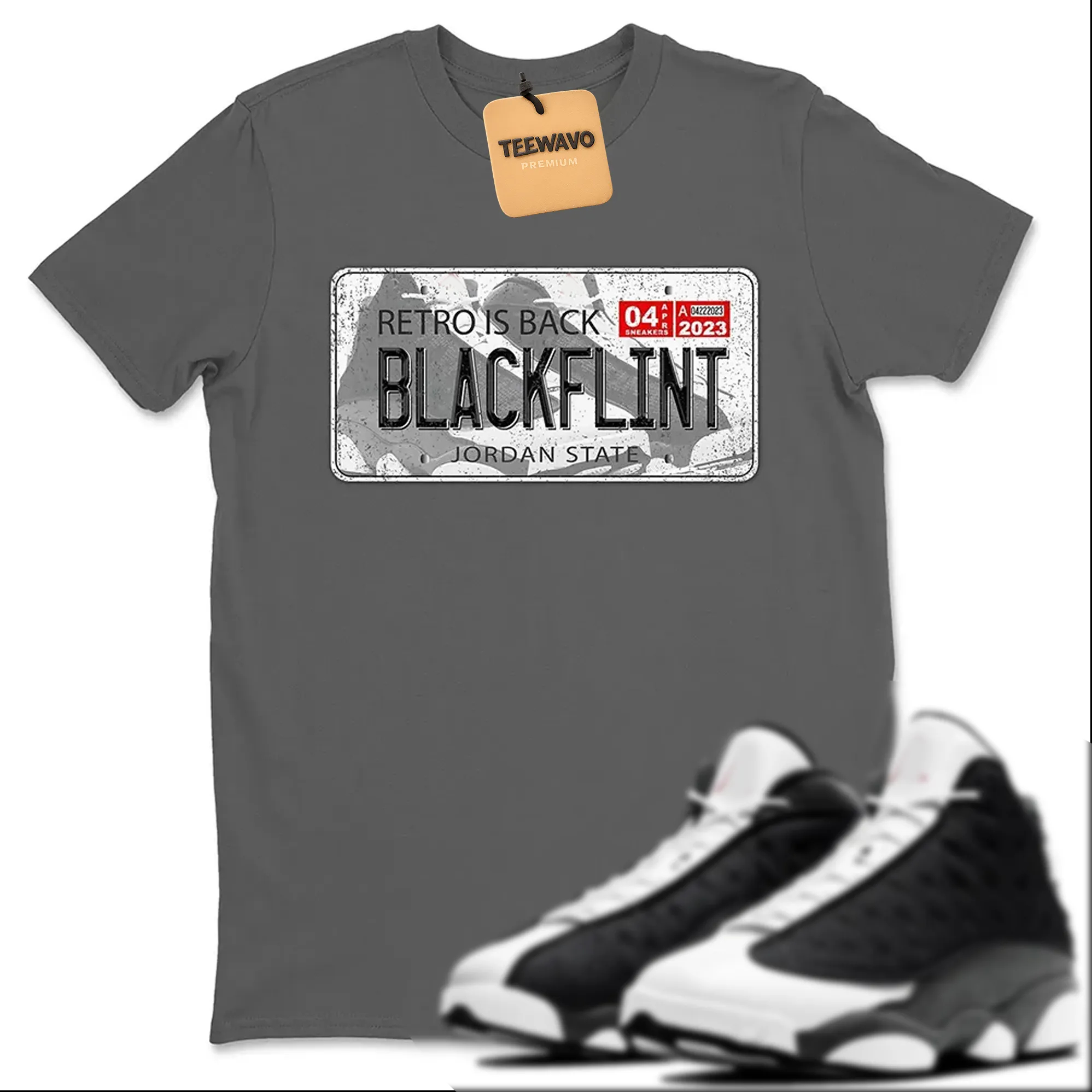 Jordan Plate Unisex Tops - AJ 13 Black Flint