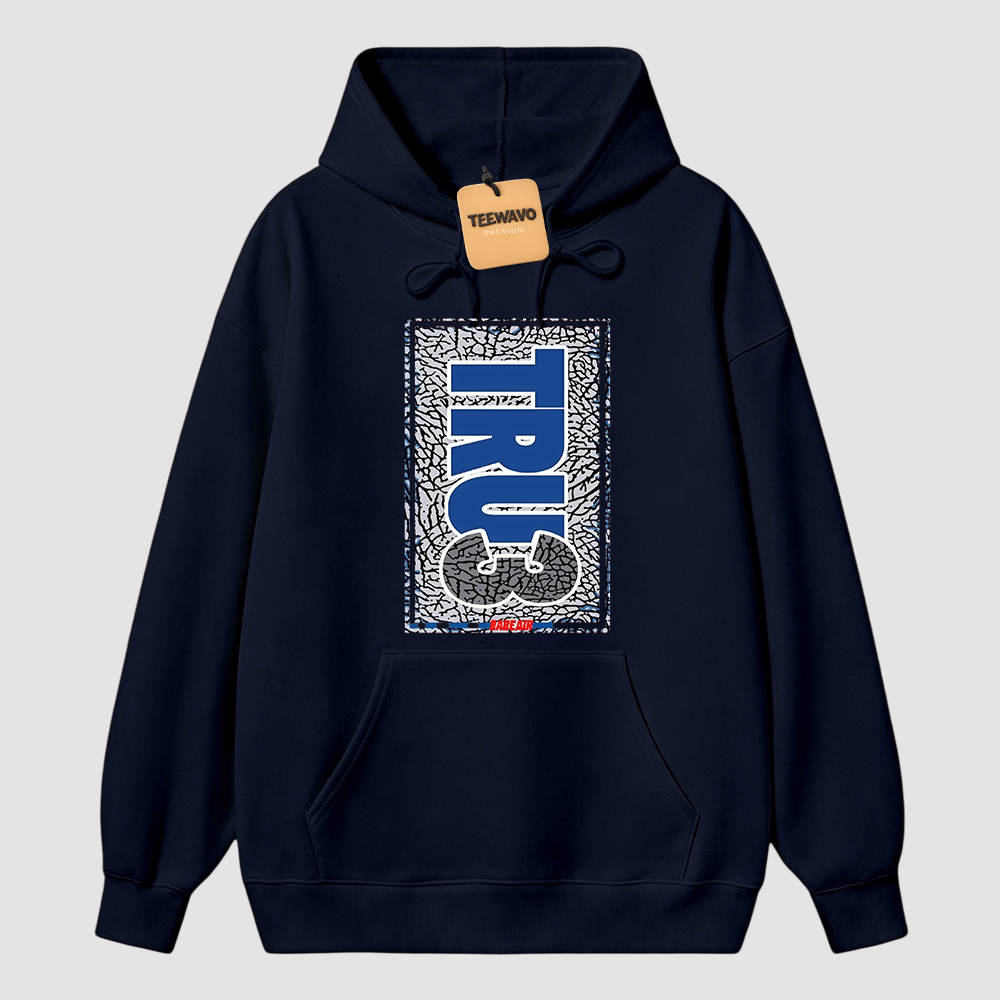 AJ 3 True Blue White Fire Red Cement Grey Match Hoodie.