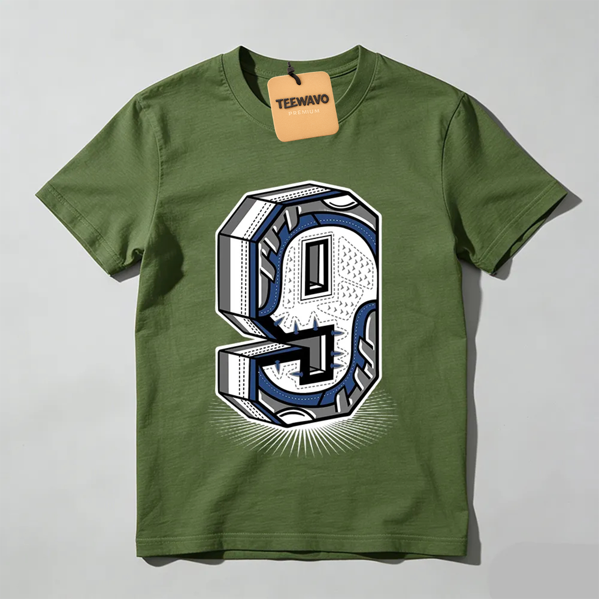 Number Statue  Sneaker Tees - AJD 9 Flint Grey