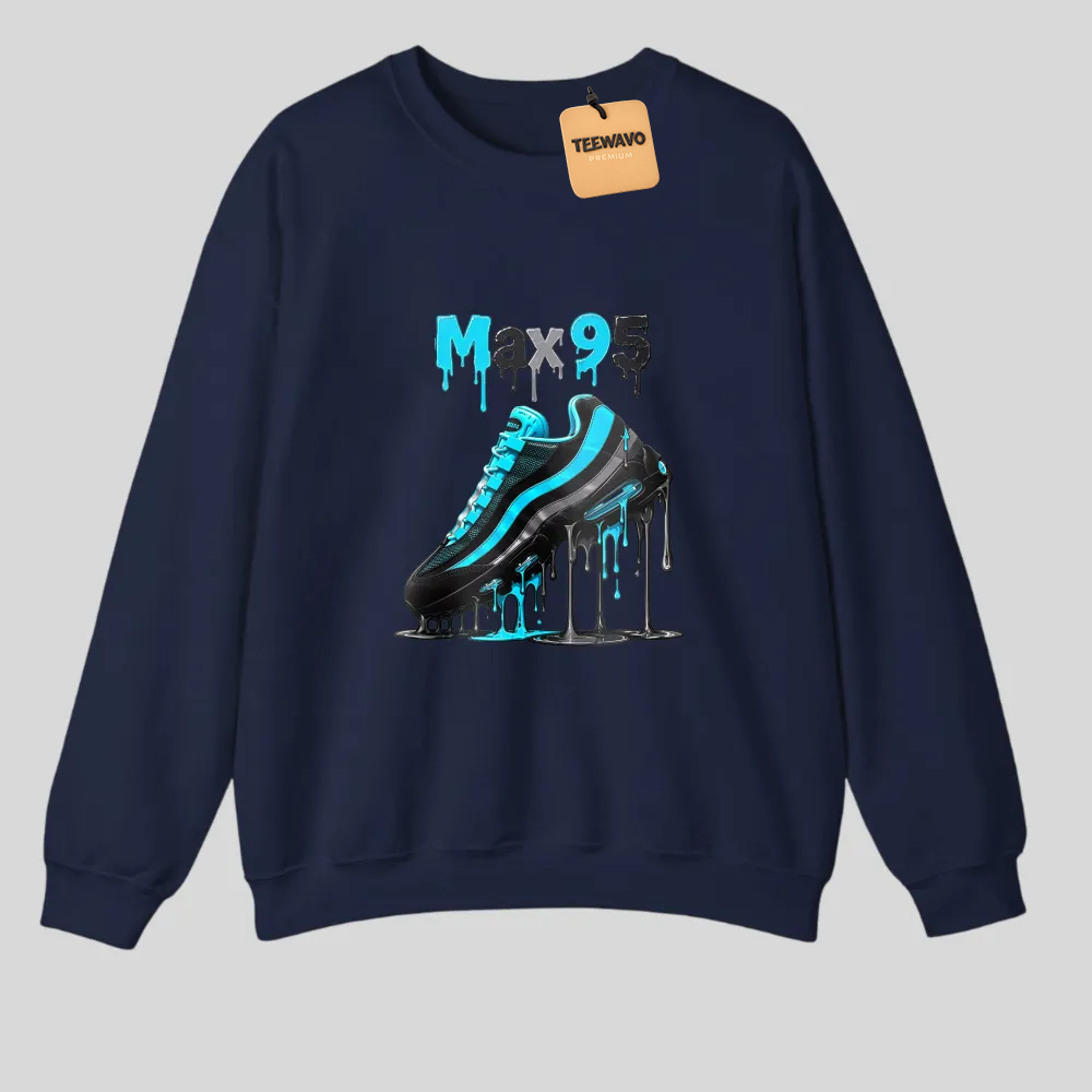 Black With Blue Sneaker Graphic Print tshirt 100% cotton