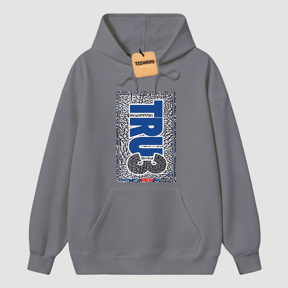 AJ 3 True Blue White Fire Red Cement Grey Match Hoodie.