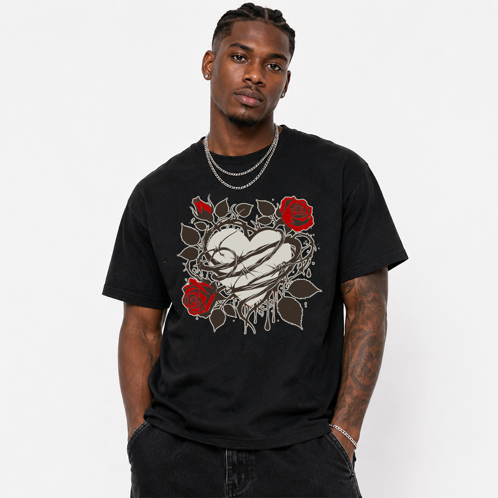 Blue Roses And Barbed Wire Heart Air Jordan 3 Matching Tee