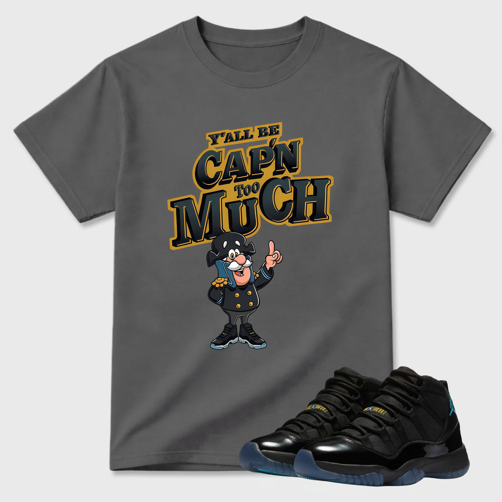 CAP'N MUCH T-Shirt To Match Jordan 11 Gamma