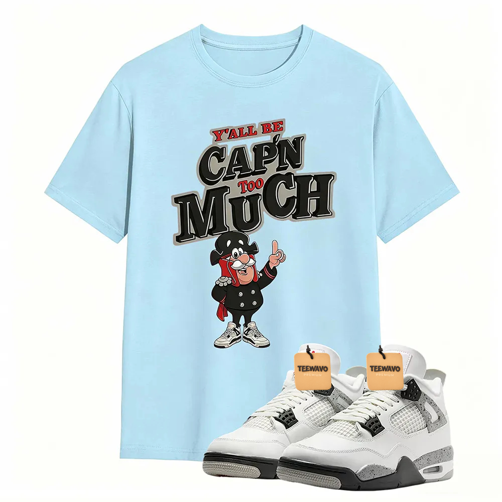 AJD 4 Retro White Cement Cap'n Too Much Sneaker T Shirt