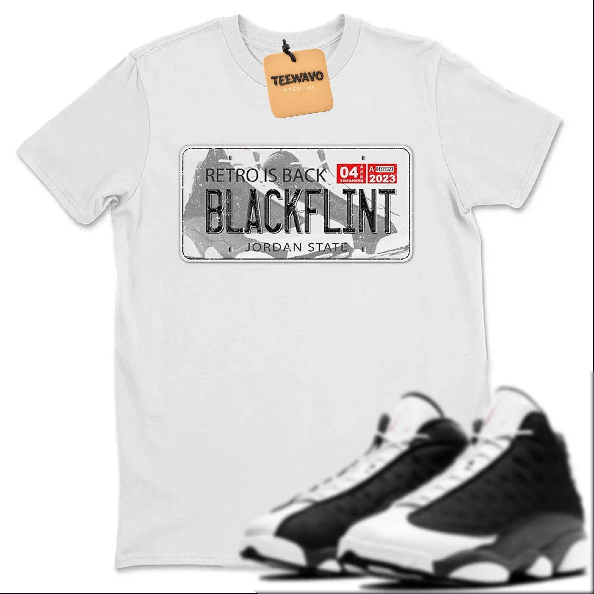 Jordan Plate Unisex Tops - AJ 13 Black Flint
