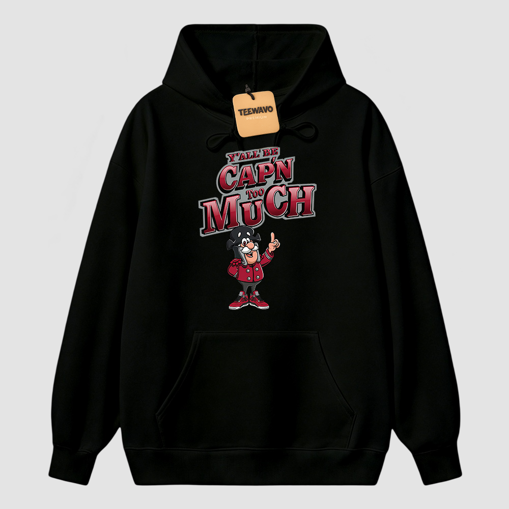 CAP'N MUCH! Hoodie To Match AJ 4 Toro Bravo Fire Red Black