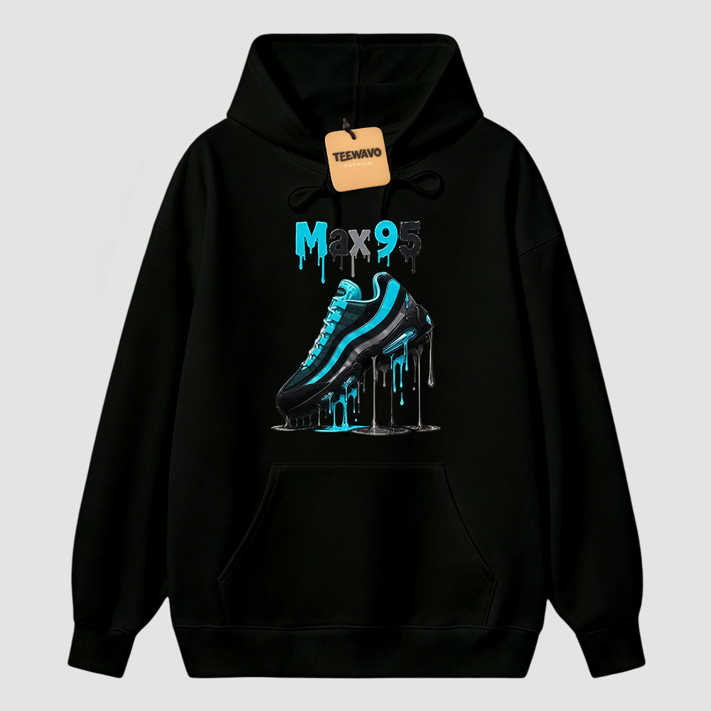 Max 95 Drip Graphic Tee – Aqua Black Sneaker Match Hoodie