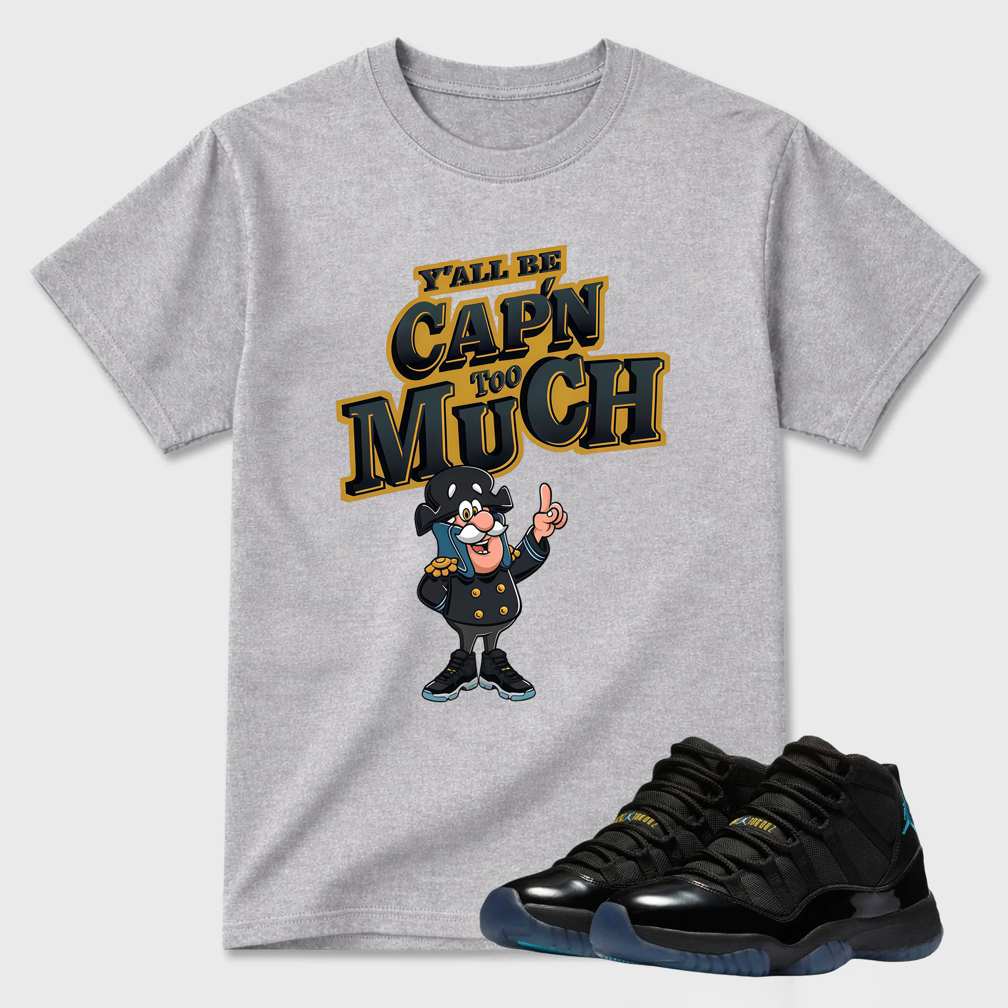 CAP'N MUCH T-Shirt To Match Jordan 11 Gamma