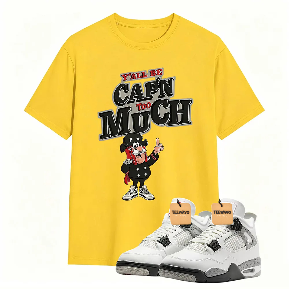 AJD 4 Retro White Cement Cap'n Too Much Sneaker T Shirt