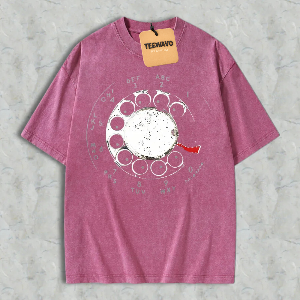 Vintage Rotary Phone Dial Graphic Washed T-shirt