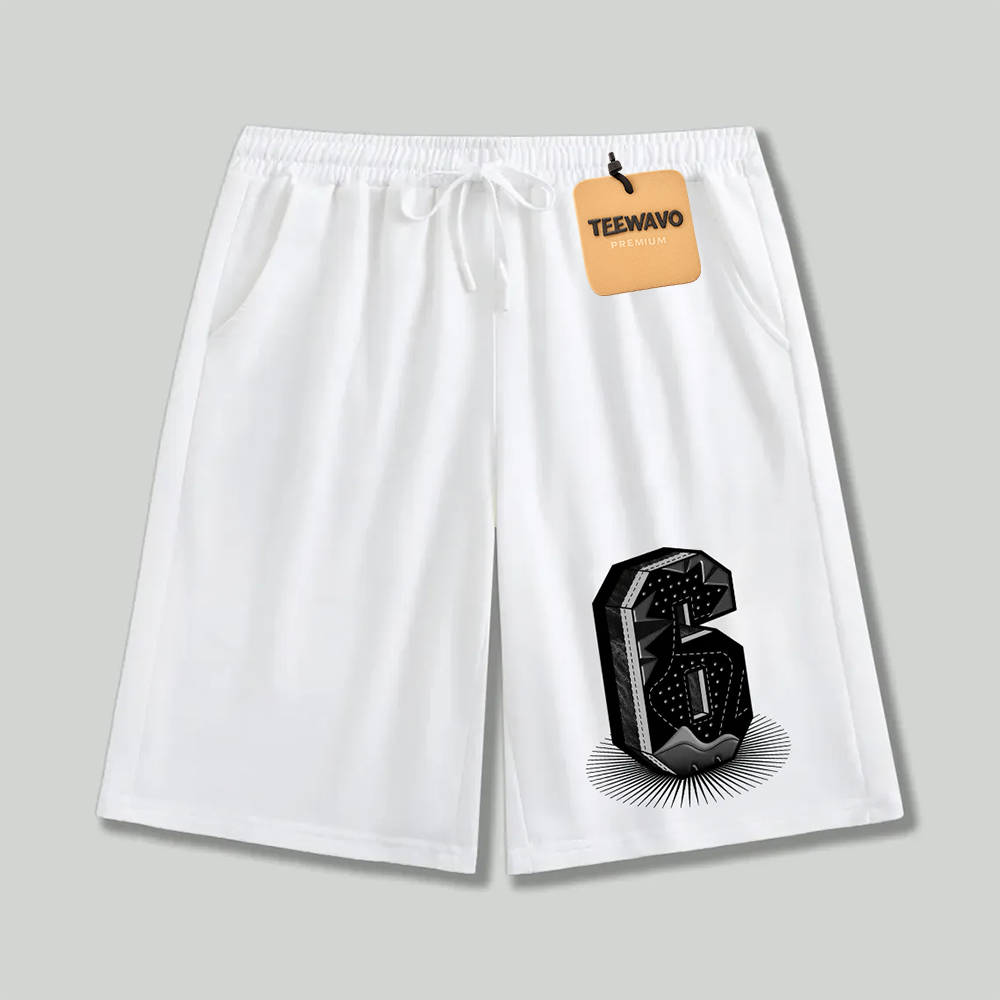 Unisex athletic shorts 3D Number 6 Streetwear