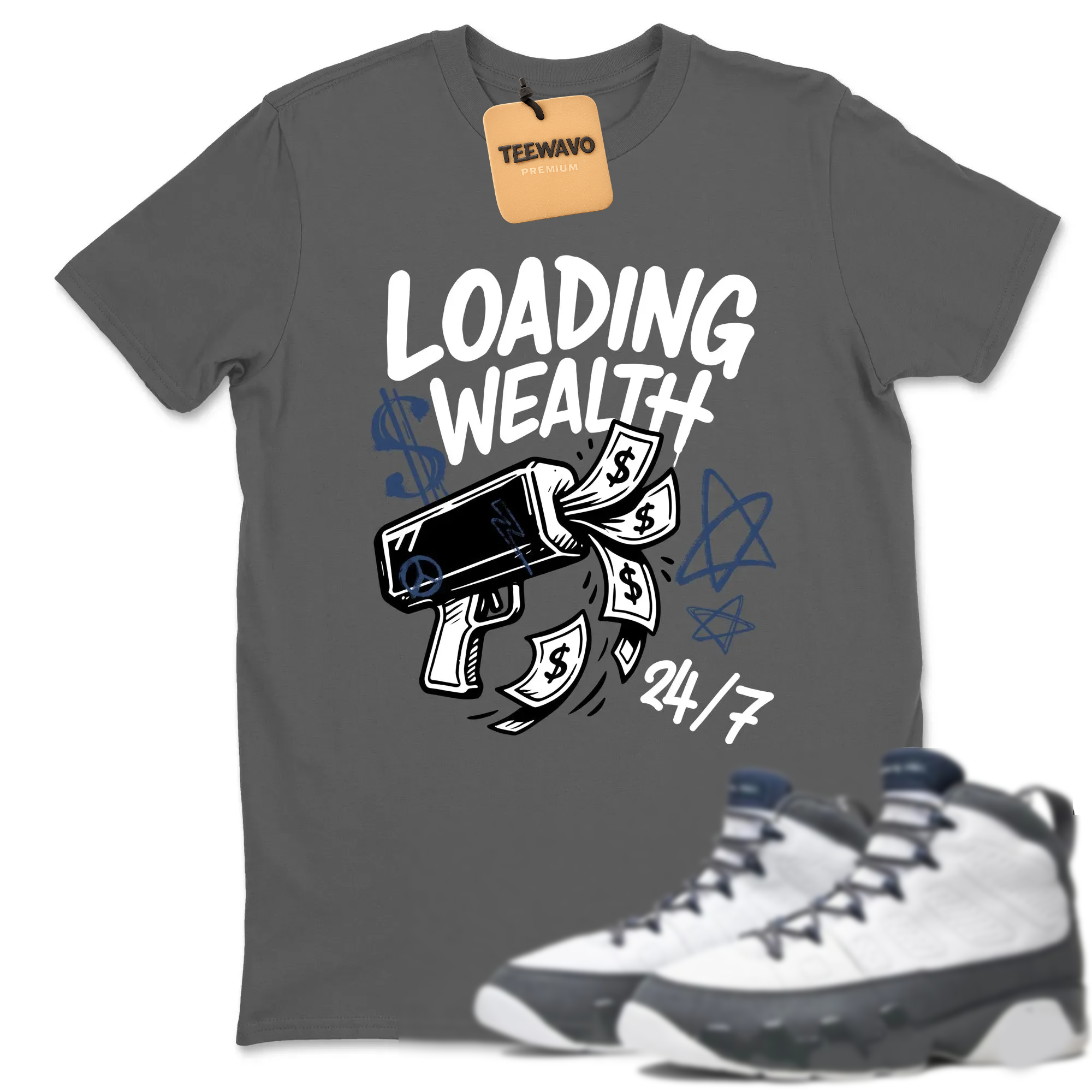 Loading Wealth Sneaker Tees - AJ 9 Flint Grey