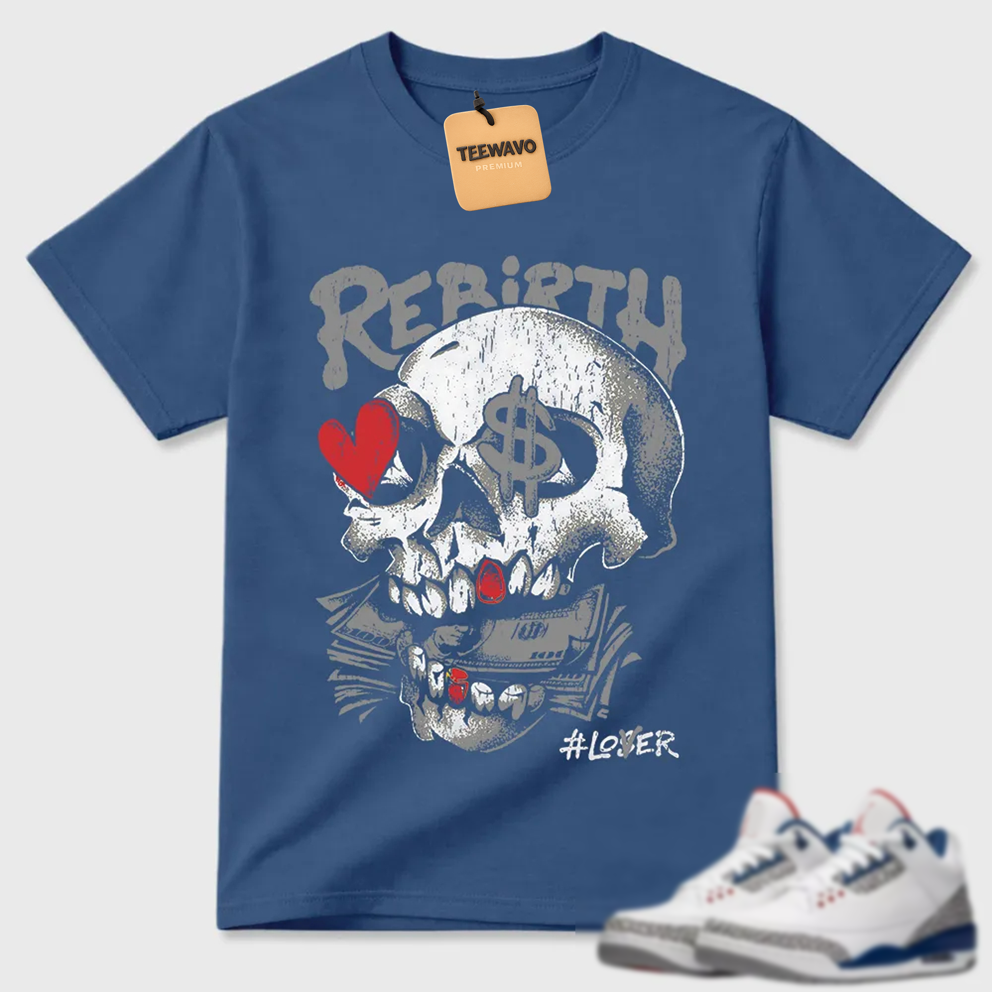Rebirth Skull Money AJ 3 Graphic Tee