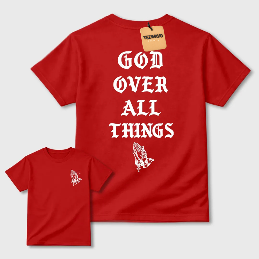 God Over All Things TEEWAVO  Sneaker Tees - AJD 13 University Red