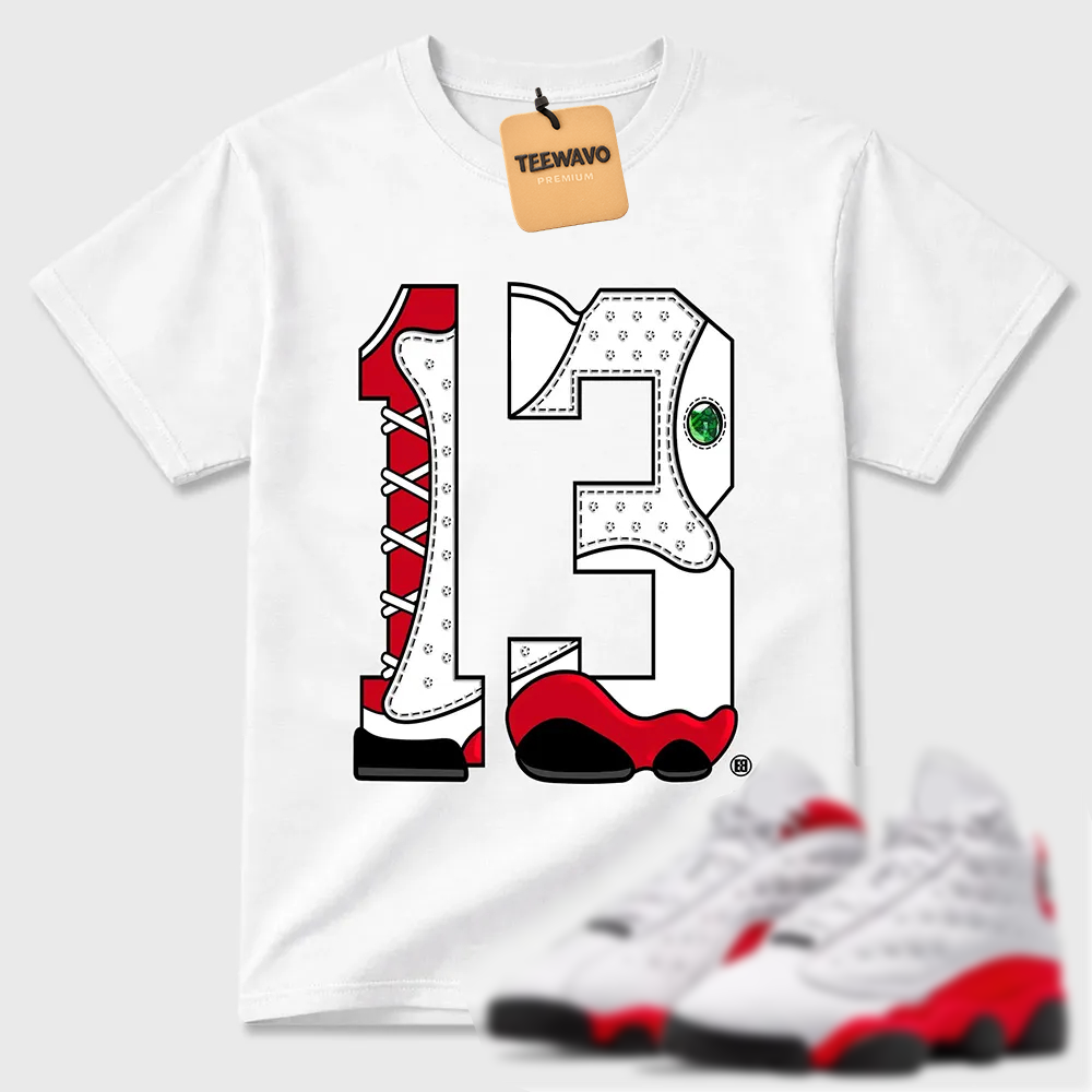 Number Statue TEEWAVO Sneaker Tees - AJD 13 University Red