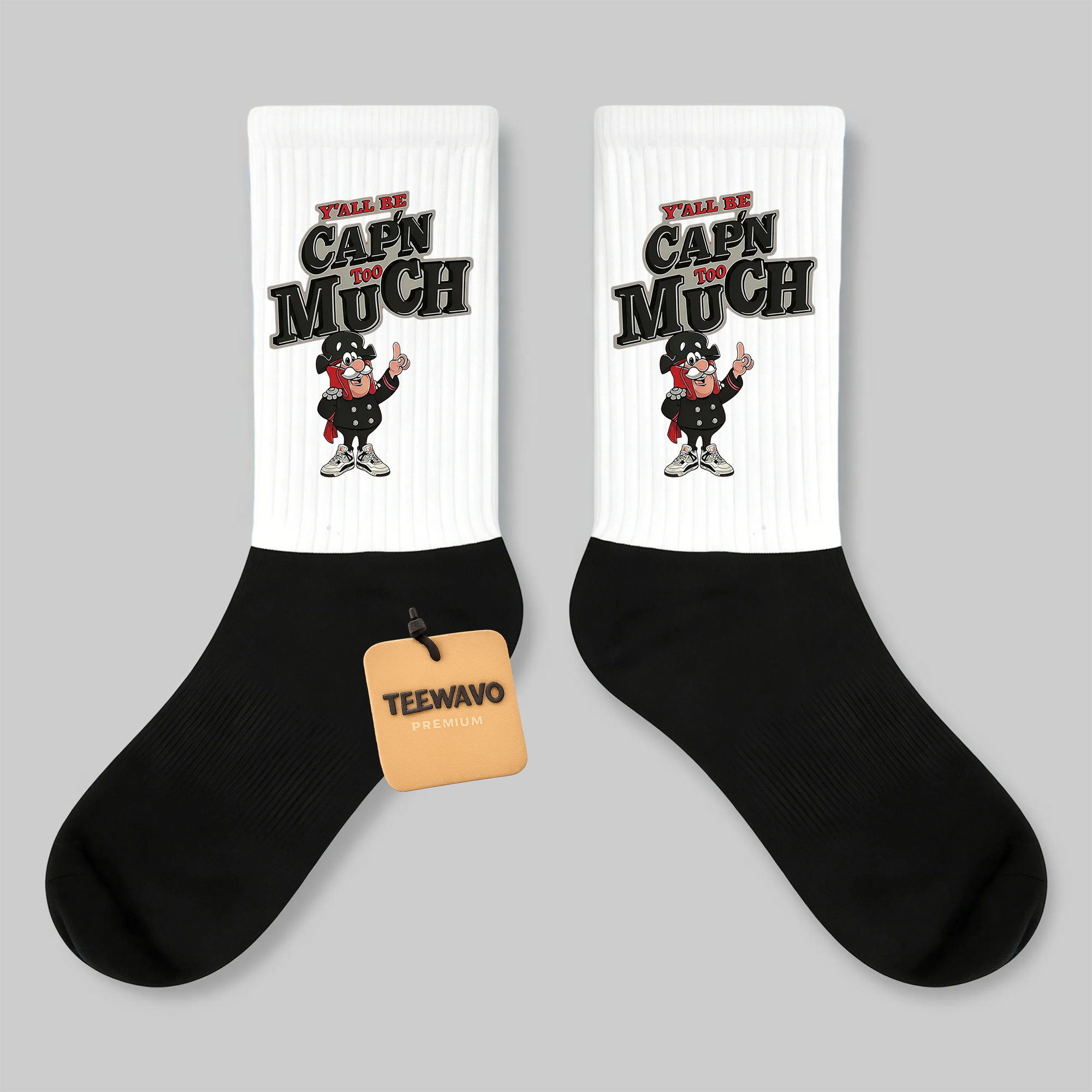 Crew Socks Cap'n Too Much Cartoon Print