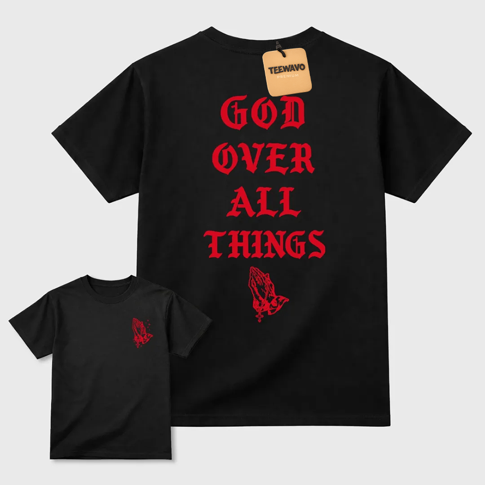 God Over All Things TEEWAVO  Sneaker Tees - AJD 13 University Red