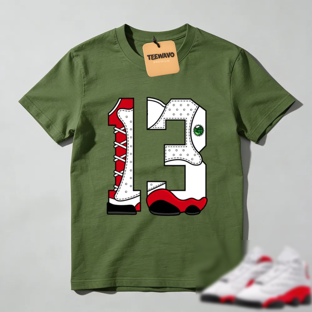 Number Statue TEEWAVO Sneaker Tees - AJD 13 University Red
