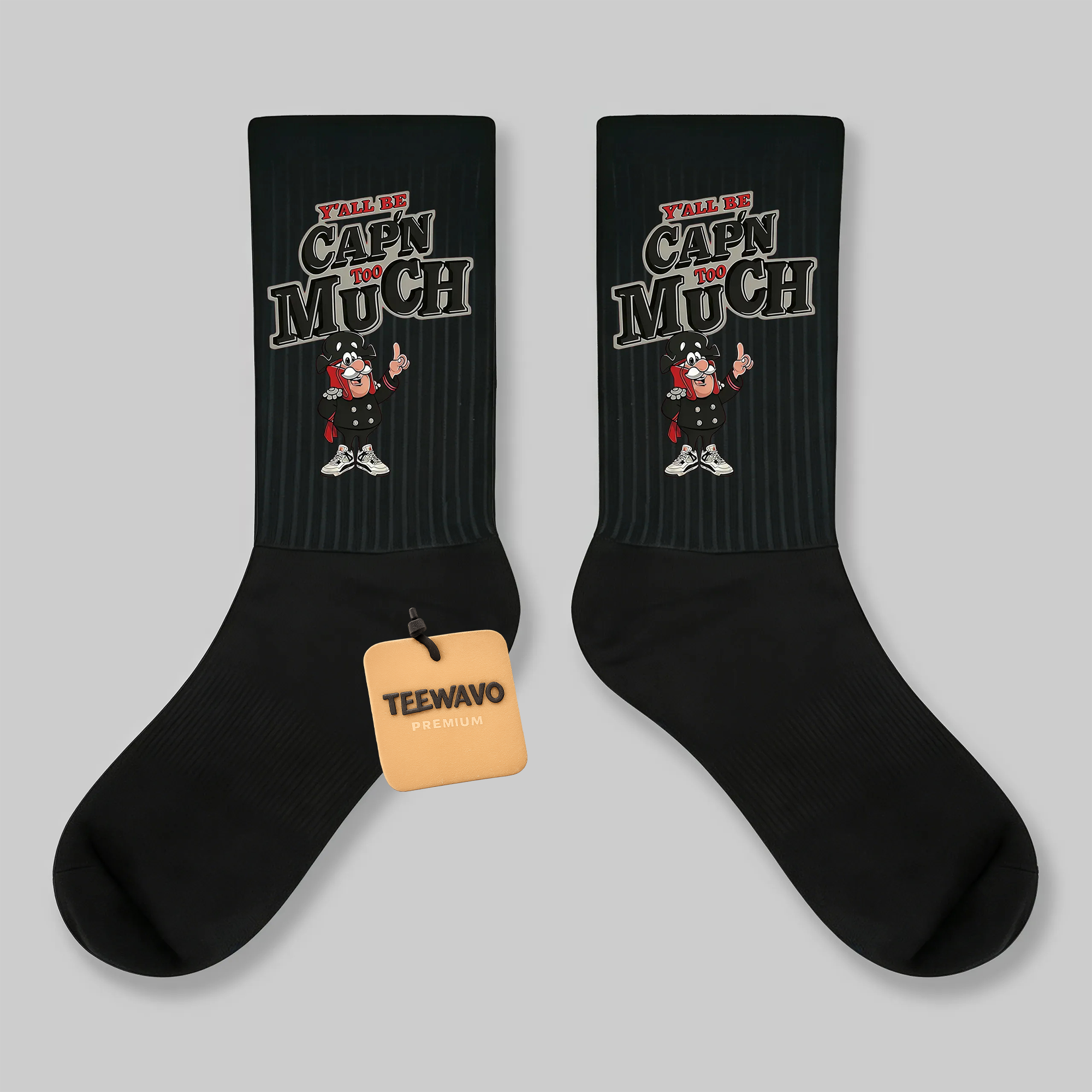 Crew Socks Cap'n Too Much Cartoon Print