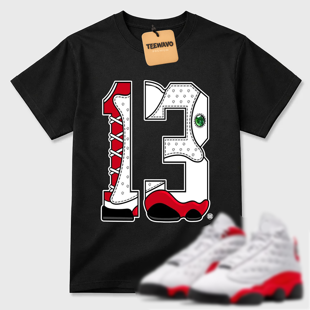 Number Statue TEEWAVO Sneaker Tees - AJD 13 University Red